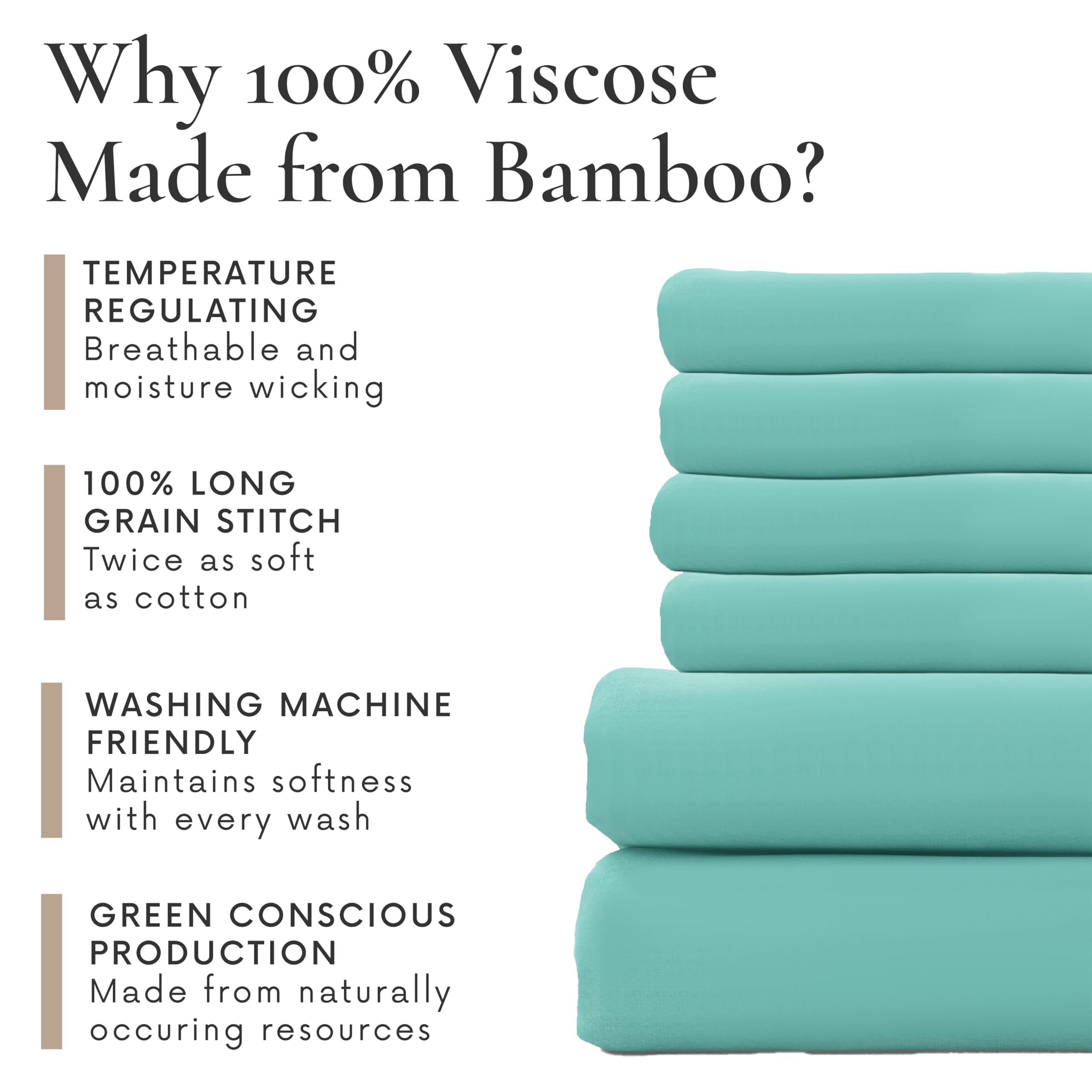 Bamboo Bay 6-Piece Queen Size Sheet Set - 100% Bamboo Viscose, Breathable & Ultra Soft Cooling Bed Sheets for Hot Sleepers - Deep Pocket Fits 16