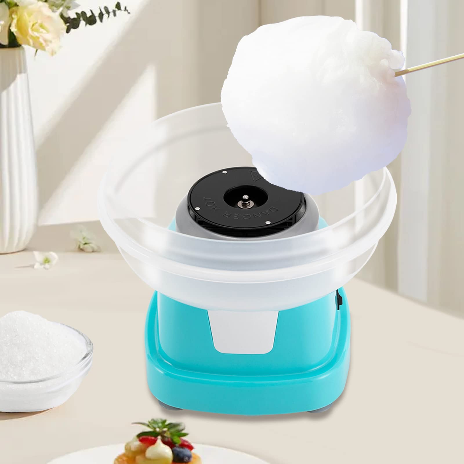 Commercial-Grade Countertop Cotton Candy Machine - DIY Candy Floss Maker with Sugar Scoop & Sticks, Perfect for Home Parties, Carnivals, and Outdoor Events (Blue) | Professional Marshmallow Maker for Family Fun & Birthday Celebrations