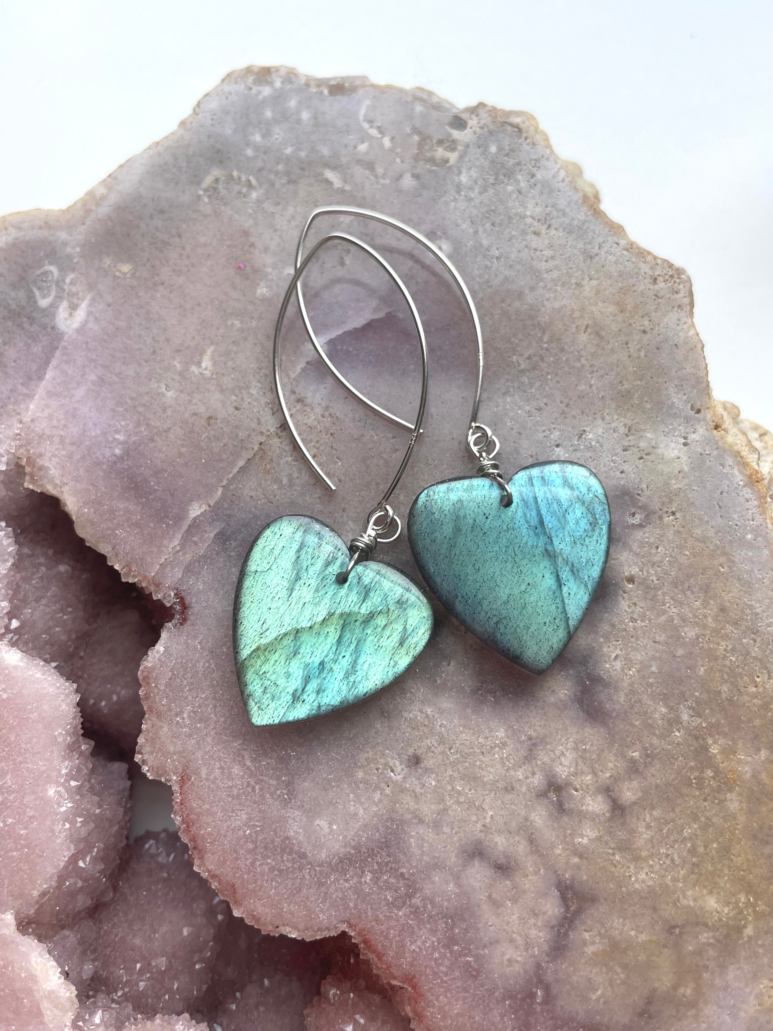Labradorite Sterling Silver Dangle Drop Earrings – Crystal Healing Jewelry for Women, Boho Chic & Everyday Wear