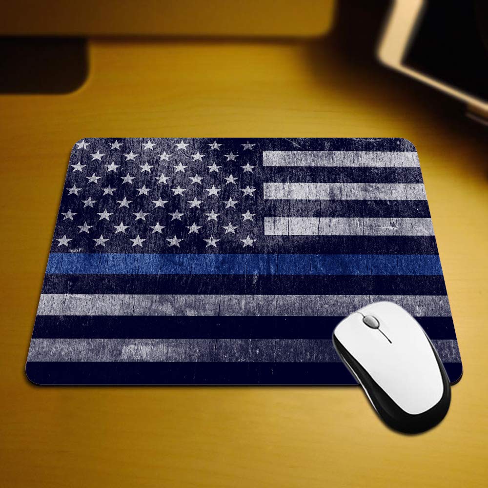Thin Blue Line Police Support Gaming Mouse Pad - Non-Slip Rubber Base for Computers & Laptops (9.5x7.9 Inch) - Perfect for Office, Gaming & Law Enforcement Workstations