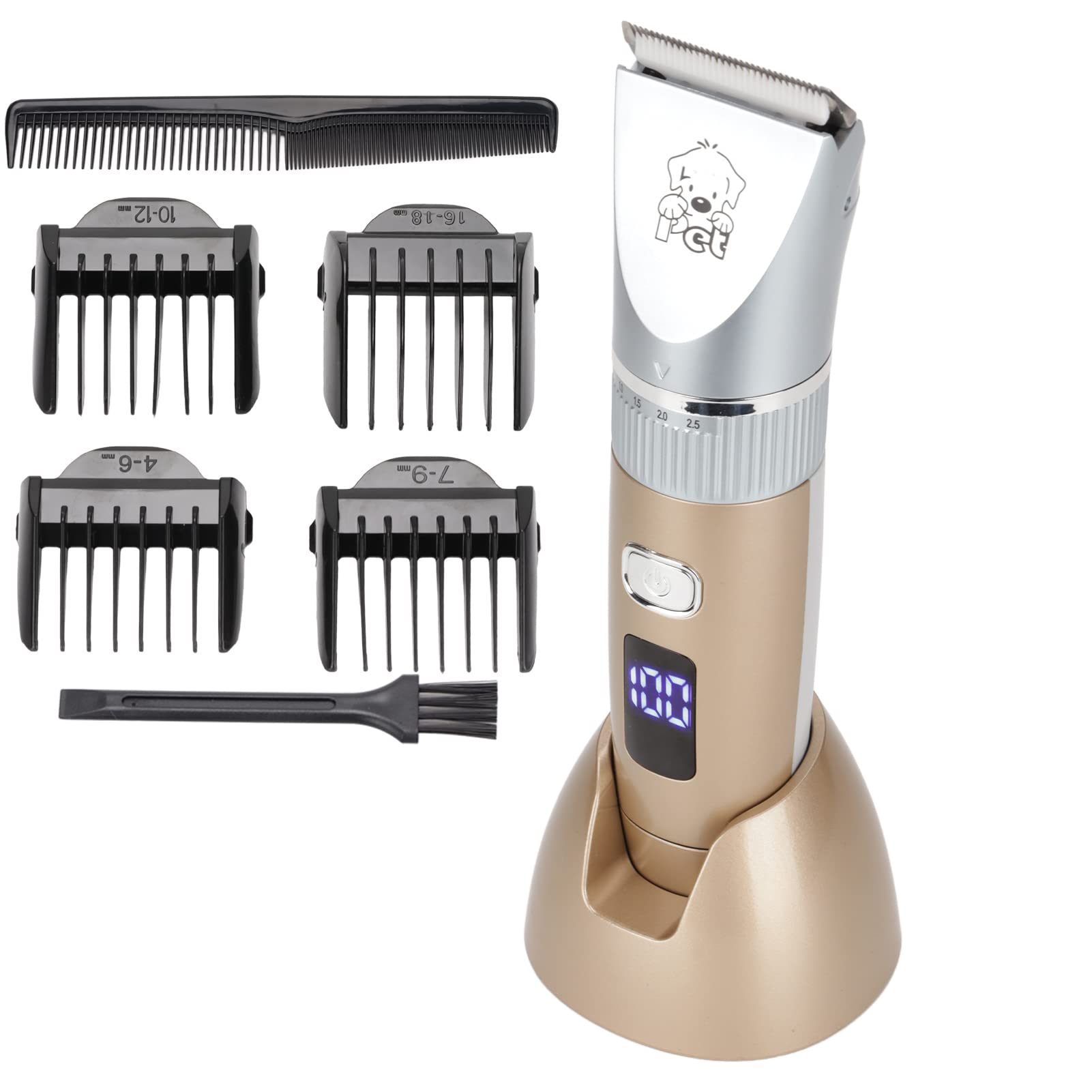 Professional Dog Clippers & Pet Grooming Kit - Rechargeable Electric Shaver with Removable Blades for Dogs, Cats & Small Animals - Perfect for Home Grooming & Professional Pet Care
