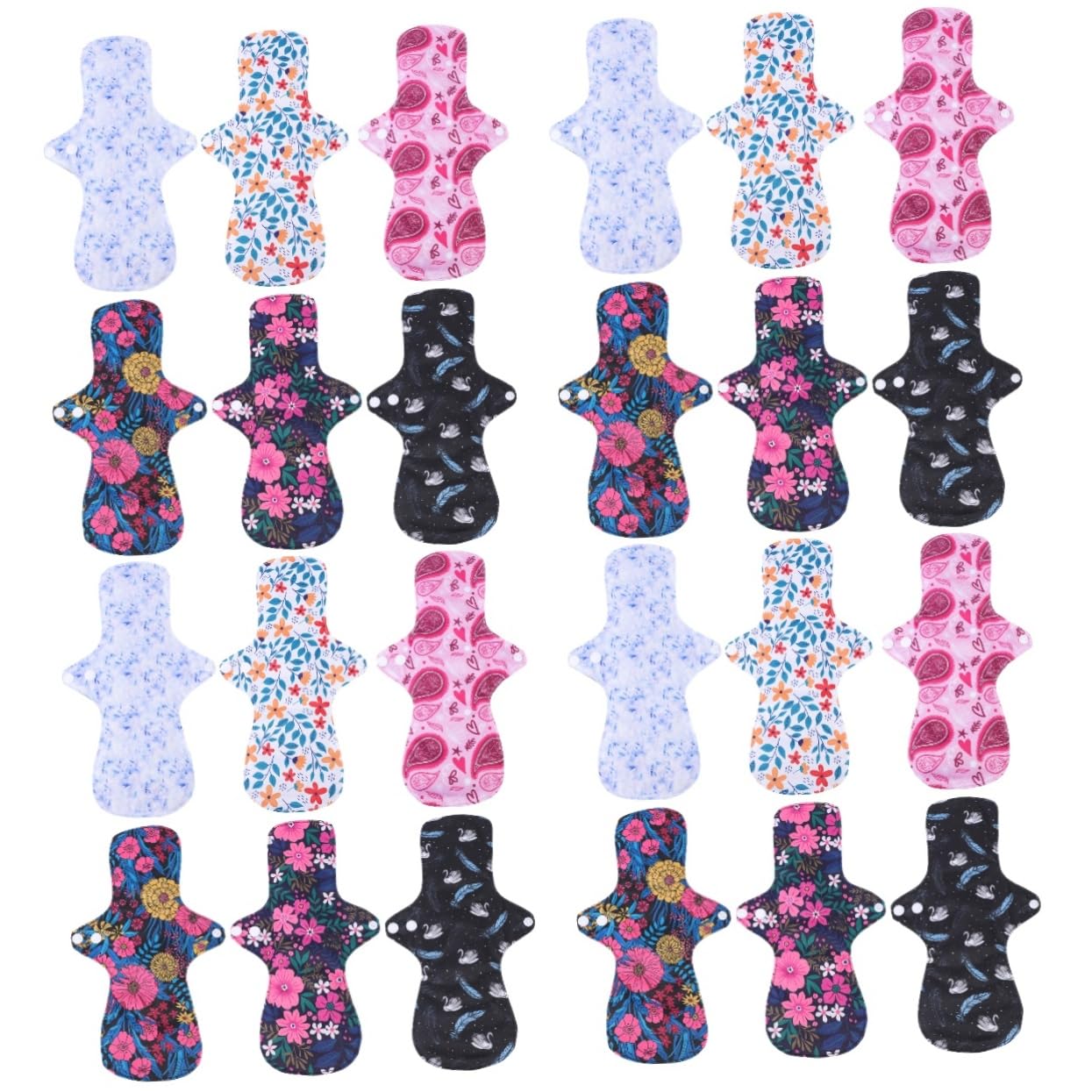 FOMIYES 24 Pack Washable Sanitary Napkins & Panty Liners for Women - Reusable Menstrual Pads, Incontinence Pads for Elderly - Soft Breathable Fiber Lining (Perfect for Daily Use, Travel & Postpartum Care)