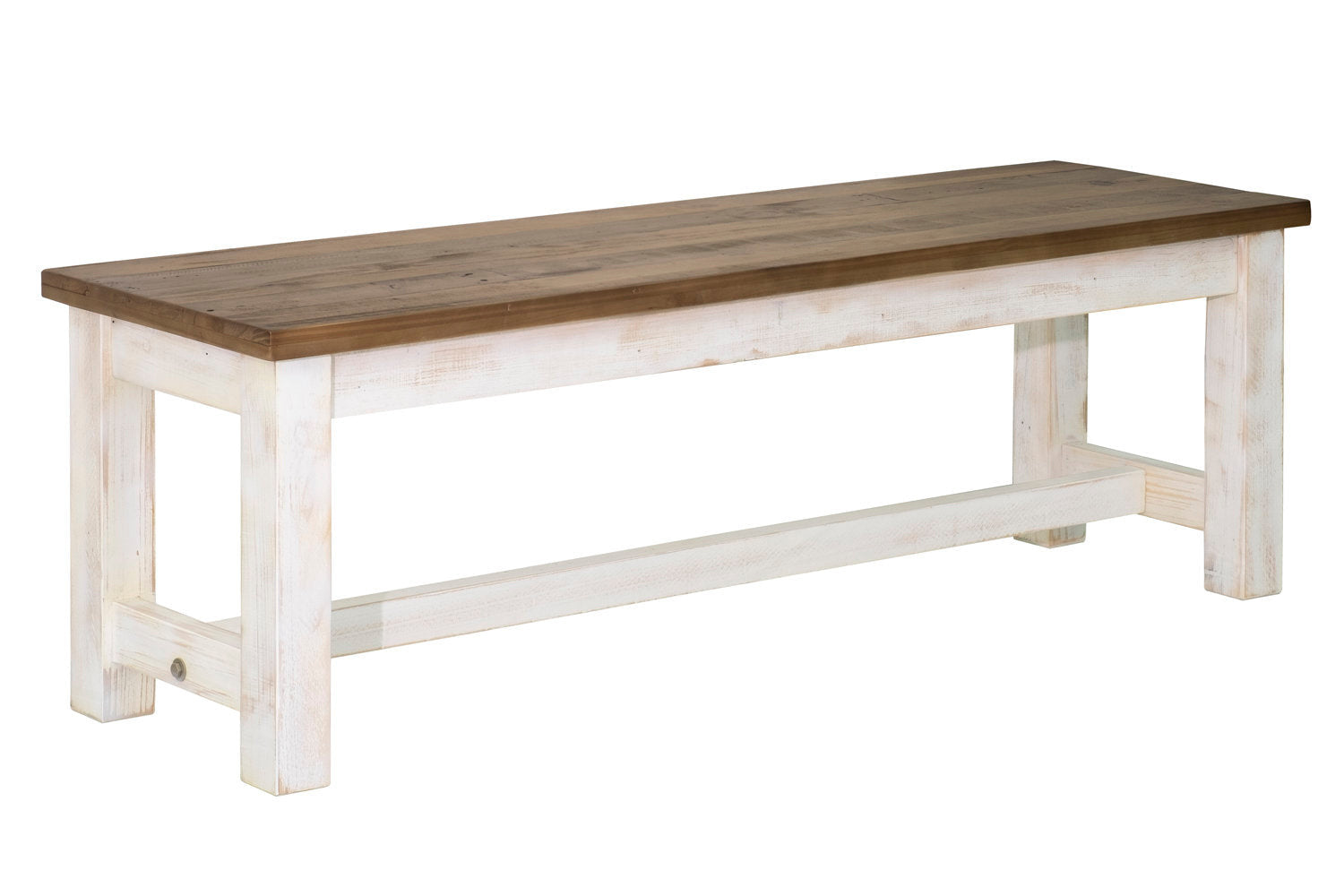 Borsgade Bench in White/Natural - Modern Wooden Entryway Bench for Hallway, Living Room & Bedroom