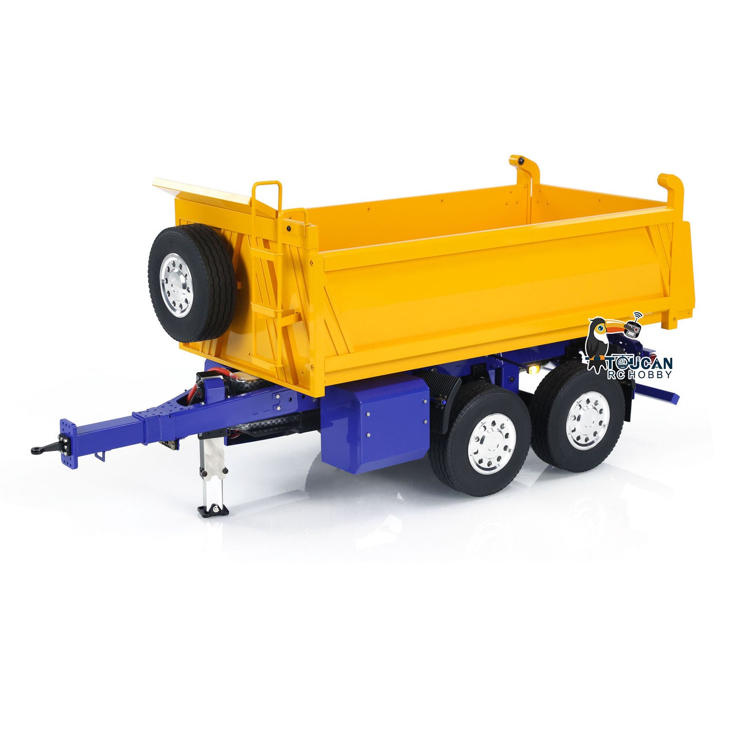 LESU 1/14 Scale Metal RC Hydraulic Dump Trailer - 2 Axle Electric Remote Control Truck with Self-Dumping Function - Perfect for Construction Site Simulation, Farm Toy Play & RC Vehicle Accessories
