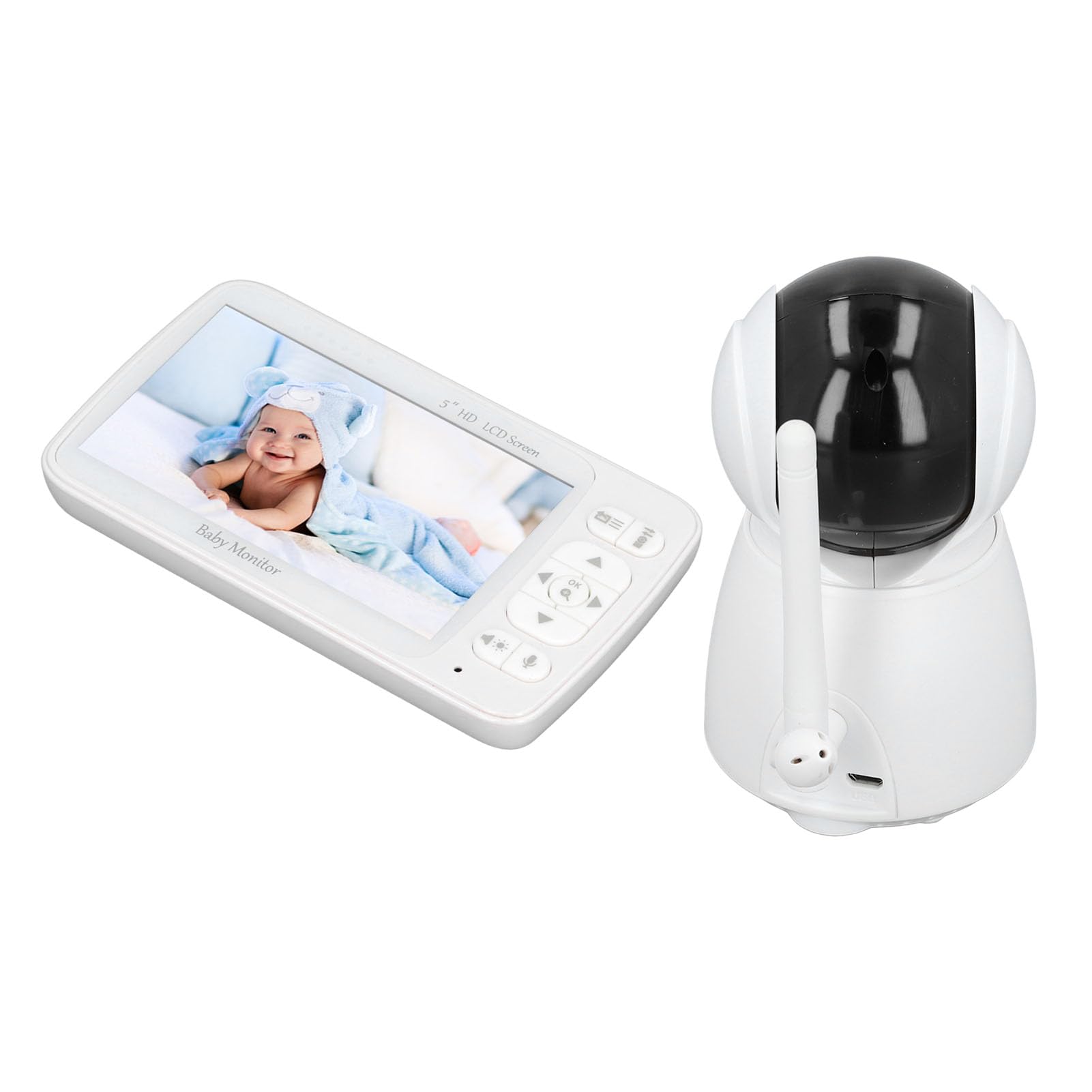 5 Inch HD Rotating Baby Monitor with Night Vision, 2-Way Audio & Noise Detection - Smart Nursery Camera with Lullabies & Motion Alerts (US Plug) | Perfect for Newborns, Toddlers & Home Security Monitoring