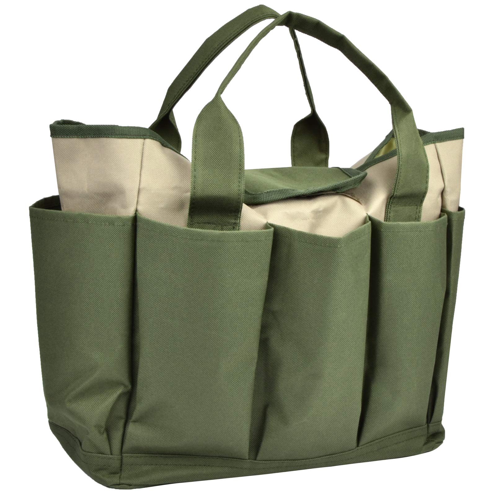 Heavy Duty Canvas Garden Tool Bag with 8 Pockets - Large Gardening Organizer Tote for Tools Storage | Perfect for Indoor & Outdoor Gardening, Landscaping, and Yard Work (Ideal for Women & Men)