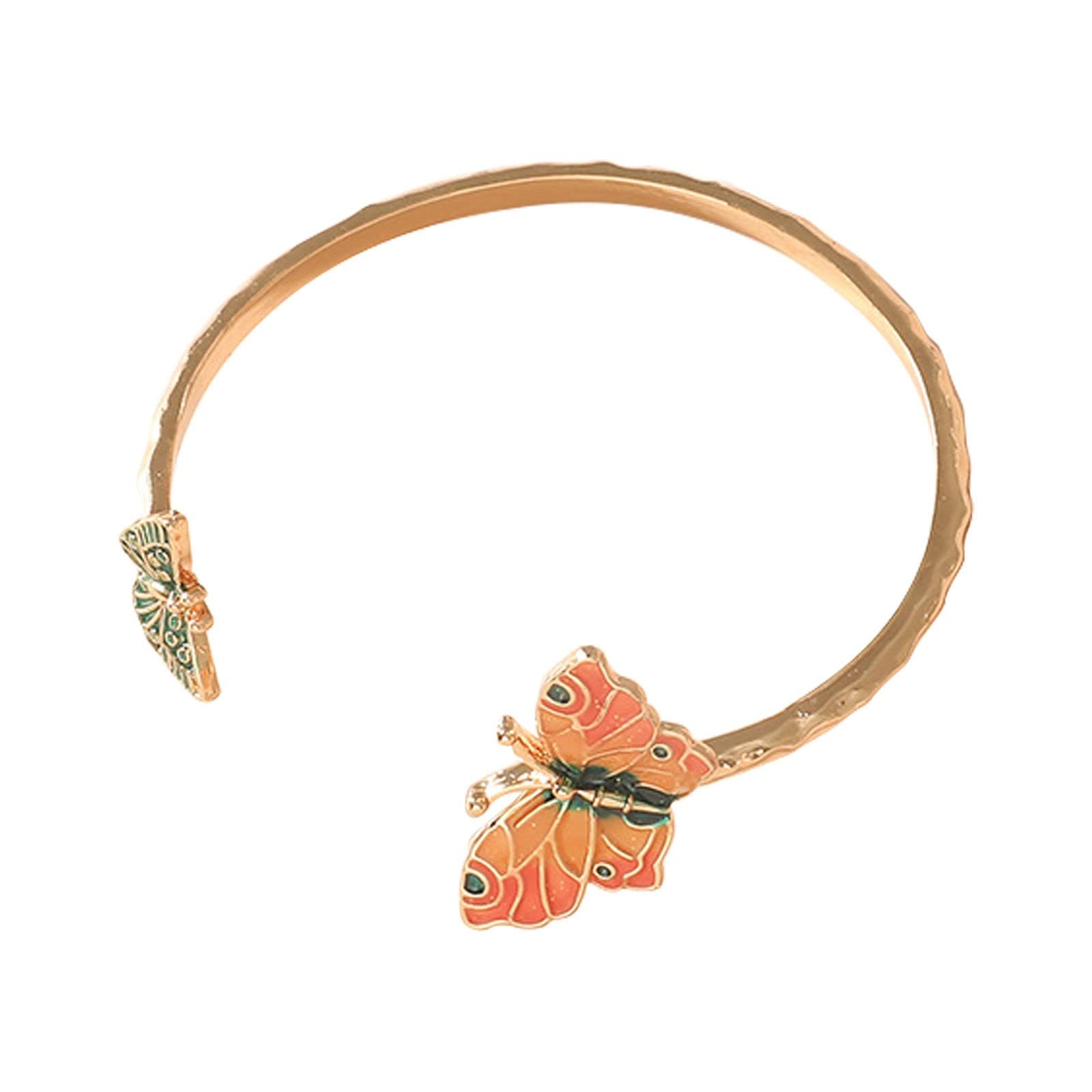 Butterfly Bangle Bracelet for Women - 14K Gold Plated Open Hoop Bracelet for Teens & Girls - Elegant Jewelry Gift for Her - Perfect for Parties, Dating & Special Occasions