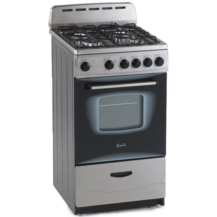 Avanti GR2013CSS 20-Inch Freestanding Gas Range - Compact & Efficient for Small Kitchens, Apartments, and RVs | Stainless Steel Finish