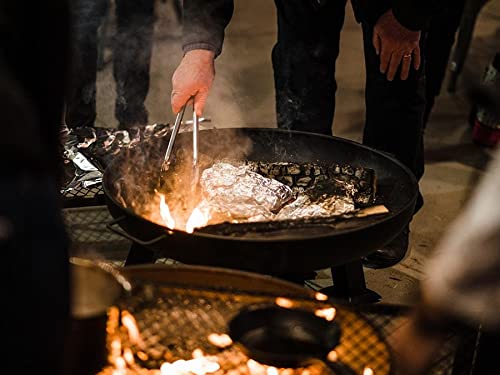 Barebones Heavy Duty Fire Pit Grill for Outdoor Cooking - Camping, Backyard BBQ, Open Pit Grilling & More - Perfect for Campgrounds, Picnics & Patio Gatherings