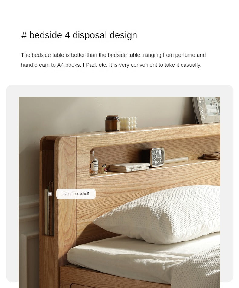 Premium Oak Solid Wood Luminous Box Bed - Durable Nightstand with Glow-in-the-Dark Features for Bedroom, Guest Room, and Kids Room Decor