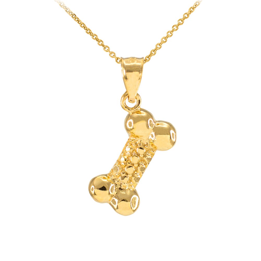 10K Solid Yellow Gold Dog Bone Pendant Necklace for Women & Men - Perfect Gift for Pet Lovers, Dog Owners & Animal Enthusiasts - Ideal for Birthdays, Anniversaries & Everyday Wear