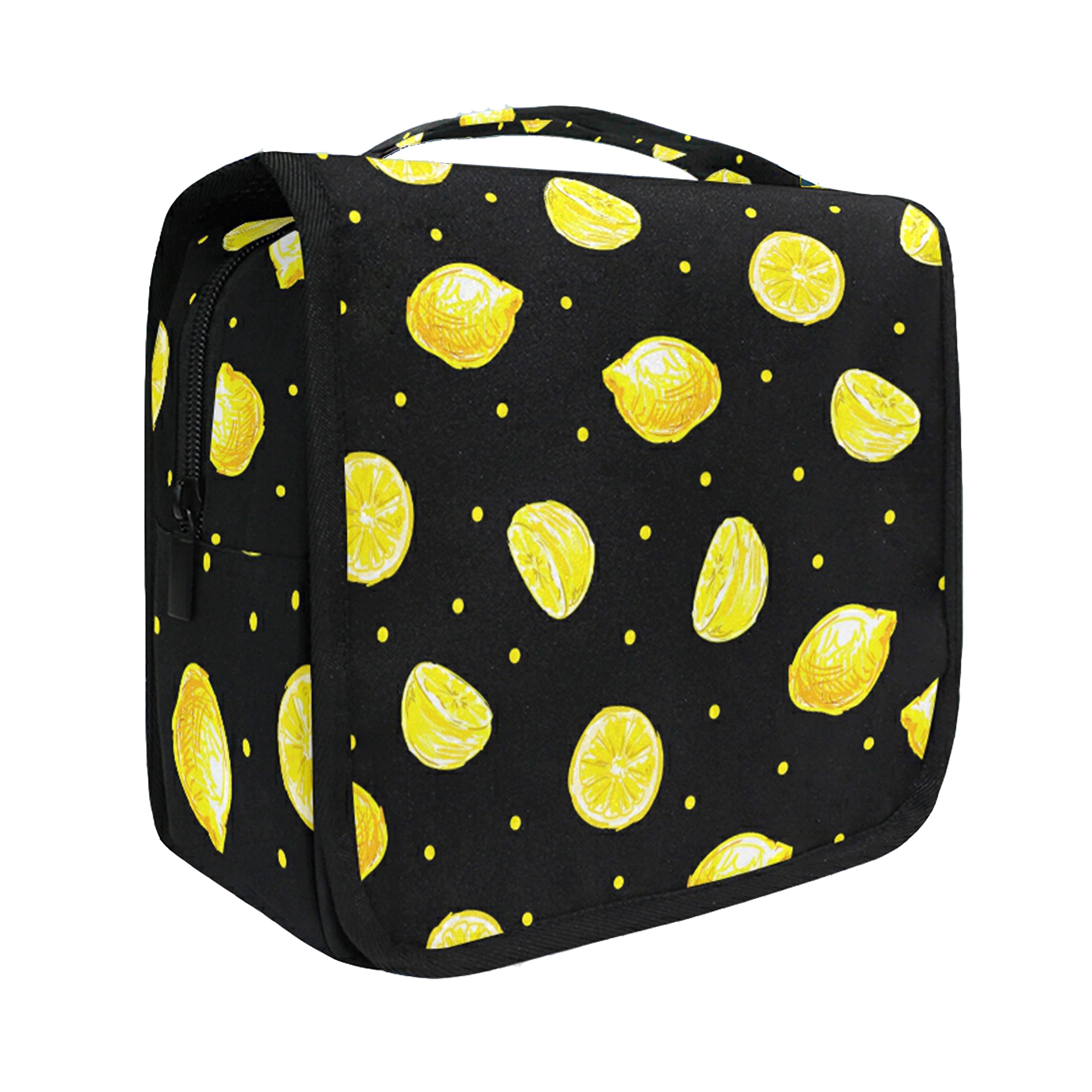 Senya Hanging Travel Toiletry Bag Kit - Waterproof Cosmetic Organizer for Men & Women (Yellow Lemons) - Perfect for Camping, Gym, Business Trips & Vacation Essentials