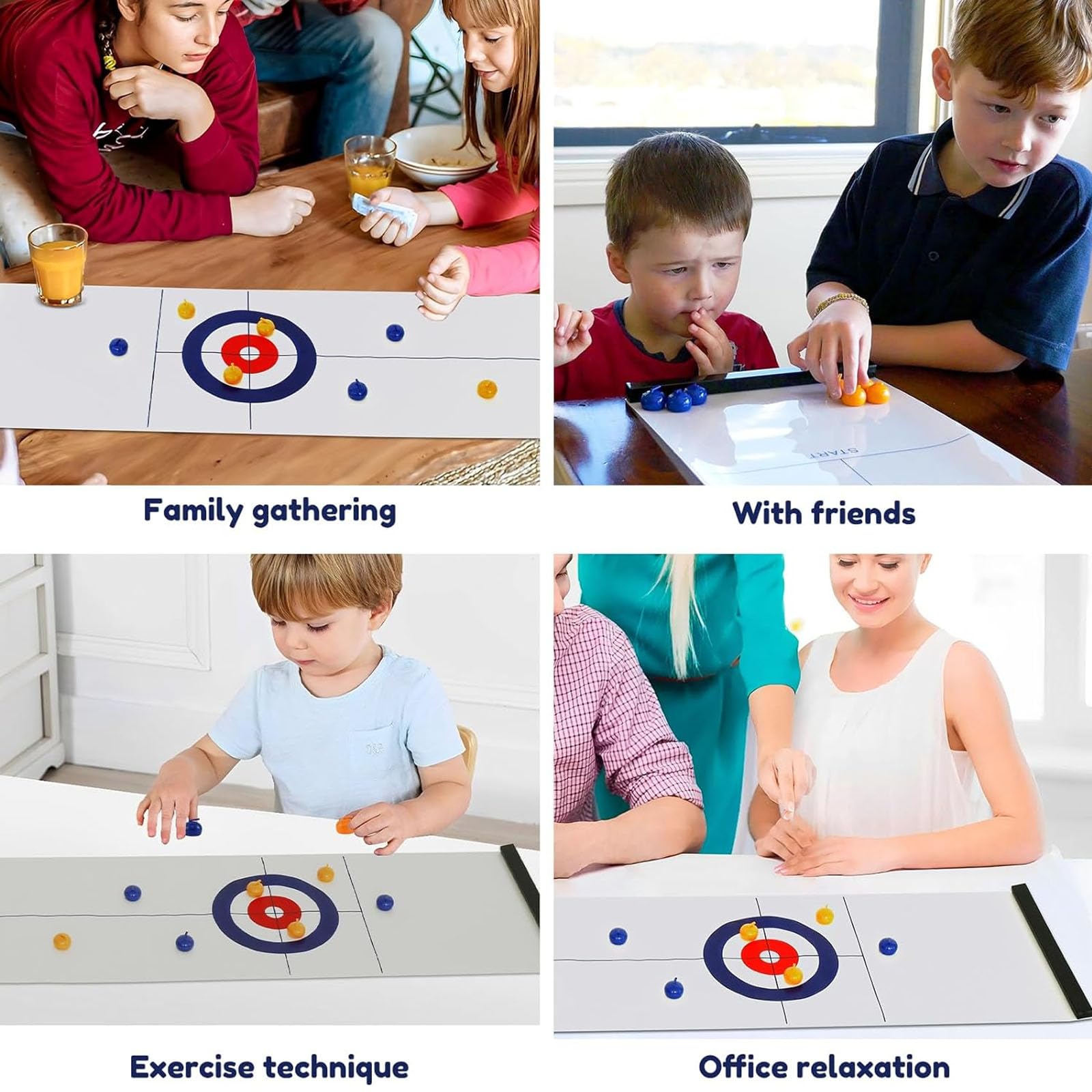 Portable Mini Tabletop Curling Game Set with 16 Rollers - Fun Indoor & Travel Board Game for Adults, Kids & Family - Perfect for Parties, Office Breaks & Family Game Nights