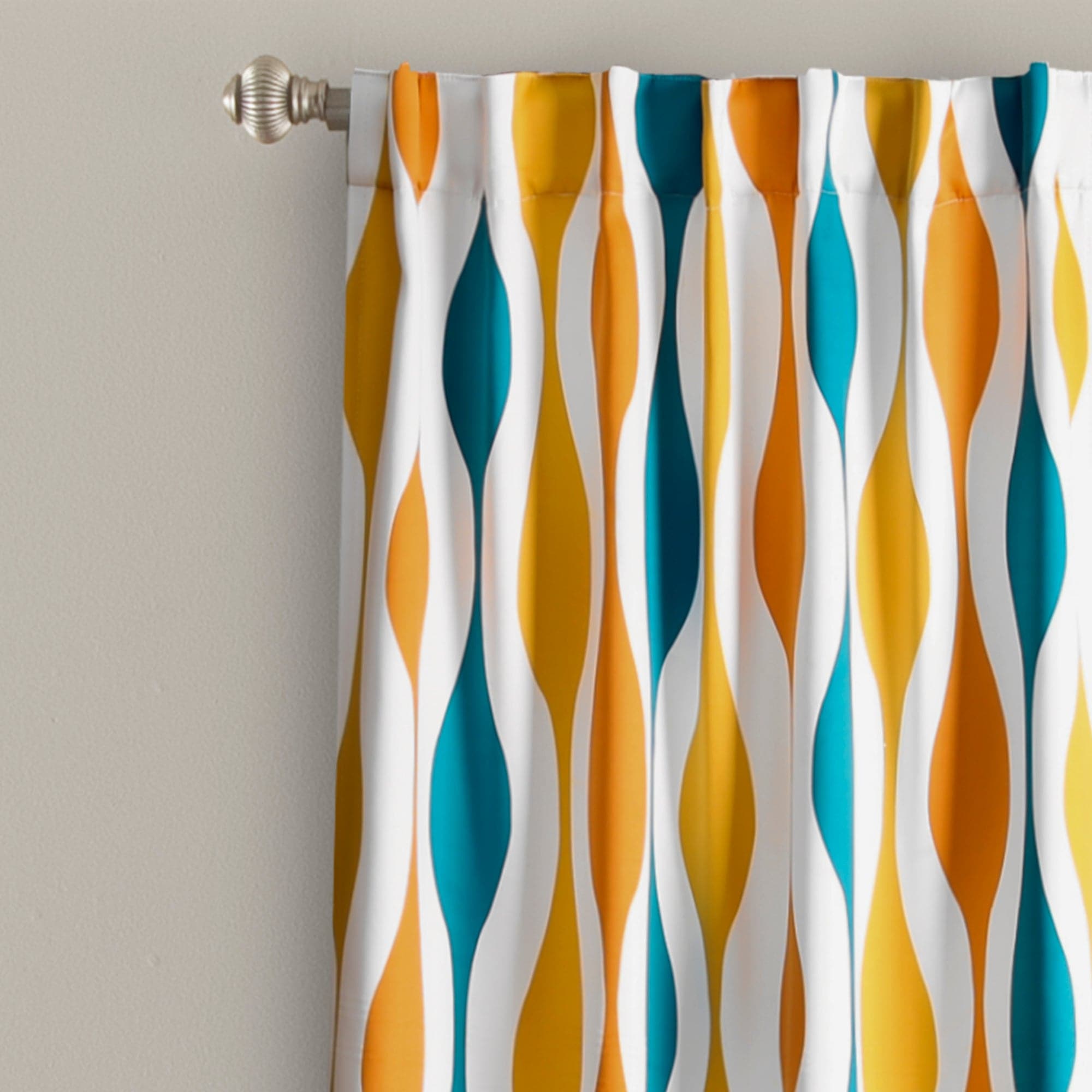 Mid Century Modern Geometric Light Filtering Window Curtains - Set of 2 Panels for Living Room & Bedroom | Sun Protection & Privacy Sheer Drapes
