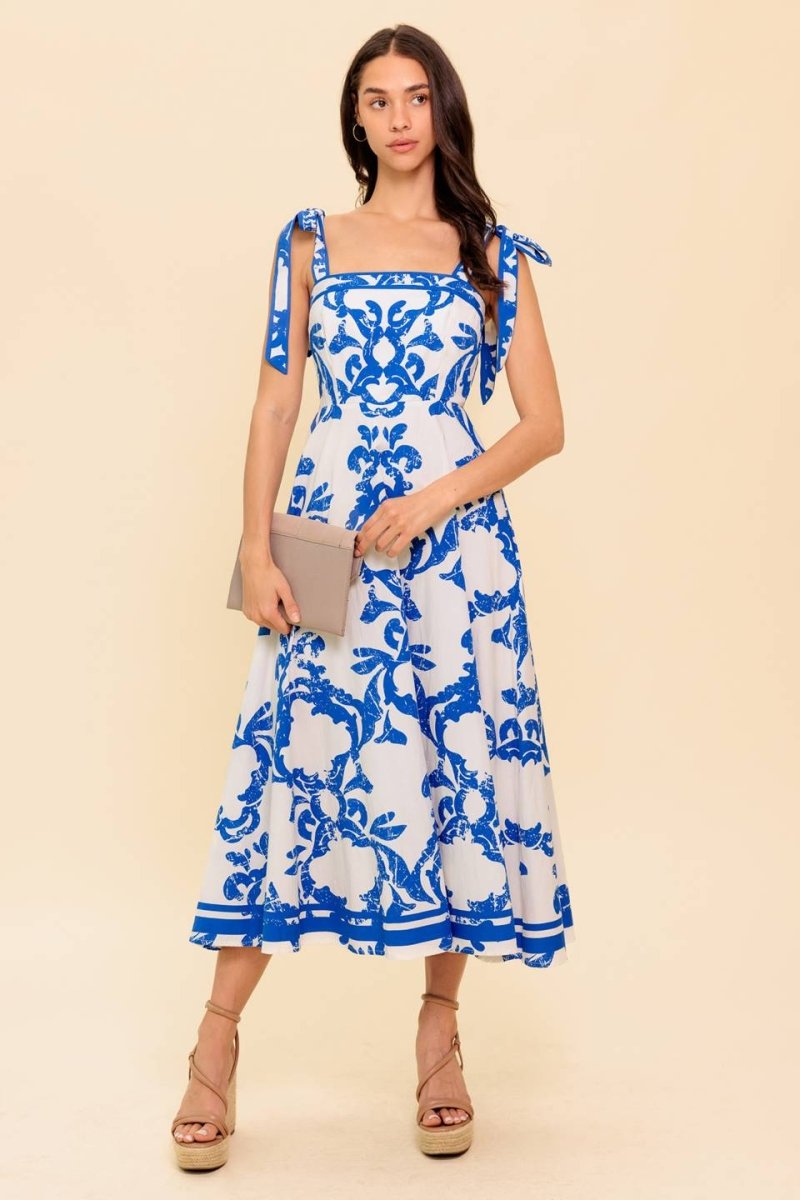 Adair Passport to the Sun Woven Midi Dress - Flowy Summer Dress for Women, Beach Vacation Outfit, Boho Chic Style, Perfect for Travel & Outdoor Events