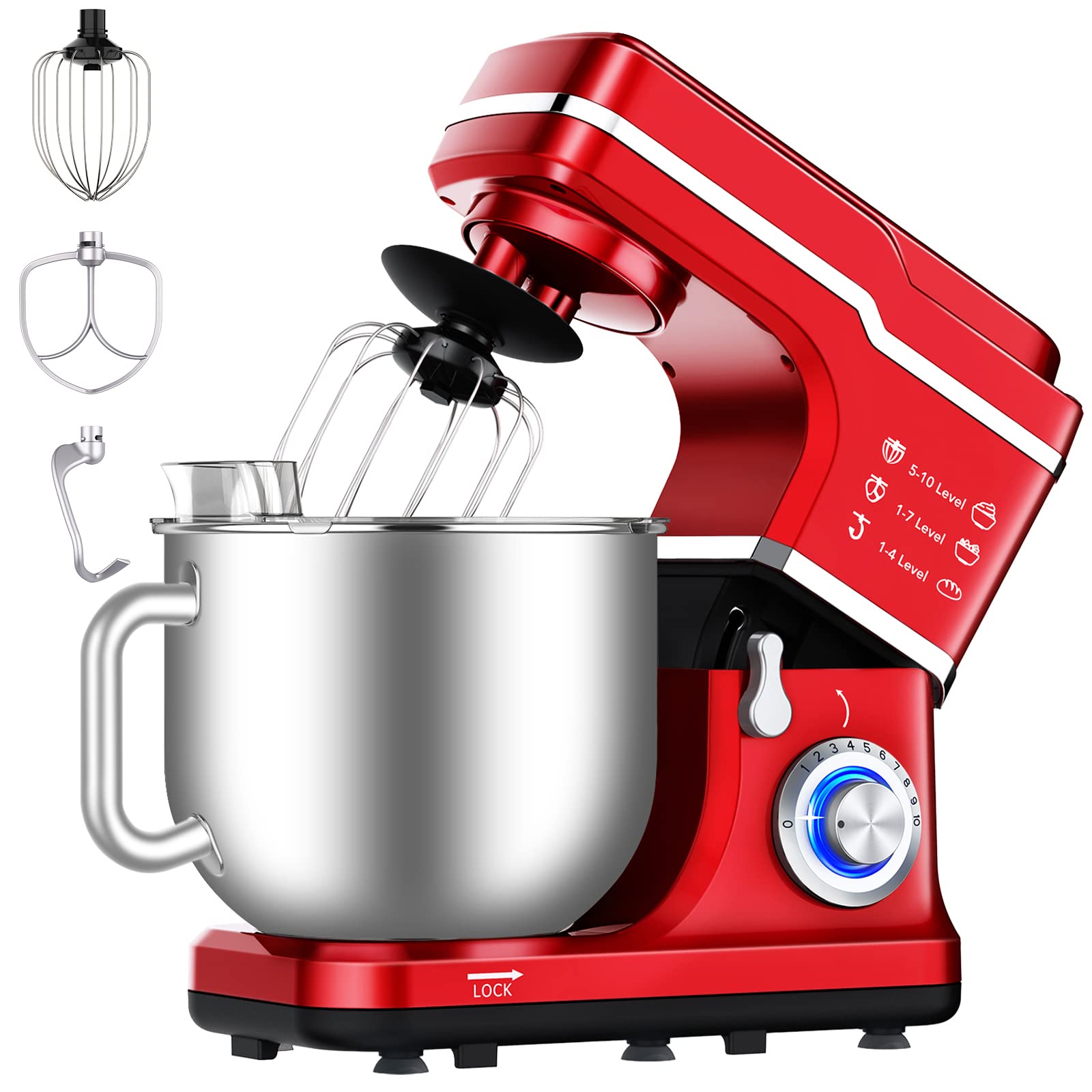 **Garvee 7.5QT Stand Mixer, 10-Speed Tilt-Head Electric Kitchen Mixer with Stainless Steel Bowl, Dough Hook, Beater & Splash Guard – Perfect for Baking Cakes, Cookies & Bread at Home**