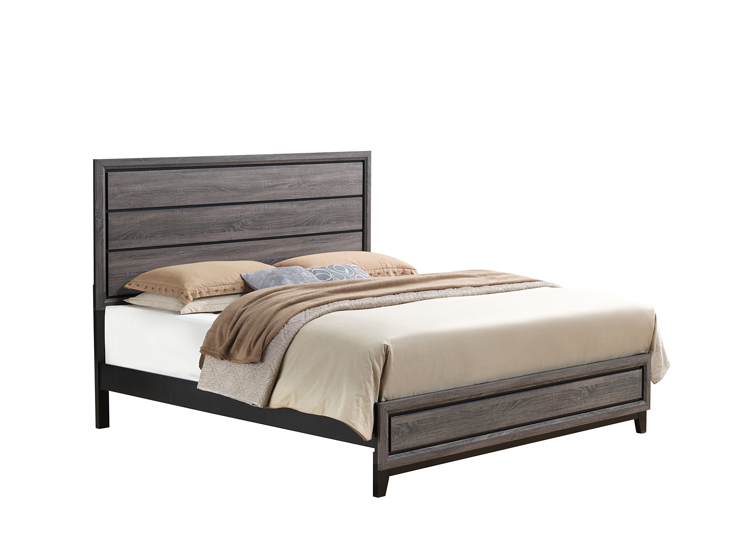 Global Furniture USA Kate Grey King Bed Frame – Modern Platform Bed with Upholstered Headboard for Master Bedroom | Durable & Stylish Bedroom Furniture for Home Decor