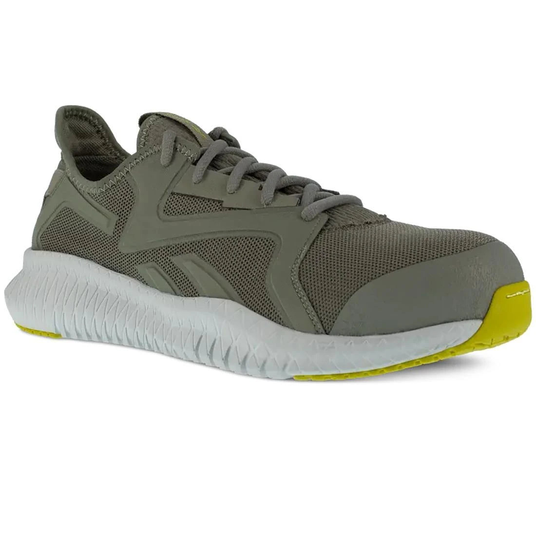 Flexagon 3.0 Composite Toe Athletic Work Shoes for Men - Lightweight Safety Shoes with Slip-Resistant Outsole, Lime/Gray - Perfect for Construction, Warehouse & Industrial Work