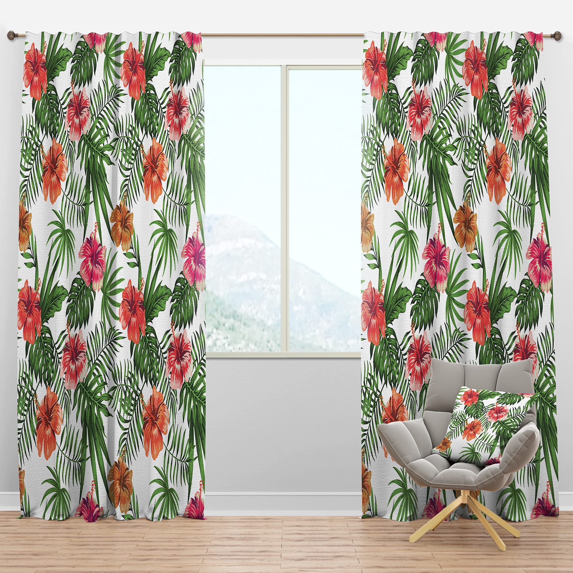 DesignQ Blackout Curtains 'Tropical Botanicals and Flowers II' - Thermal Insulated Single Panel (52x108 inches) for Bedroom & Living Room - Perfect for Light Blocking, Privacy & Energy Efficiency