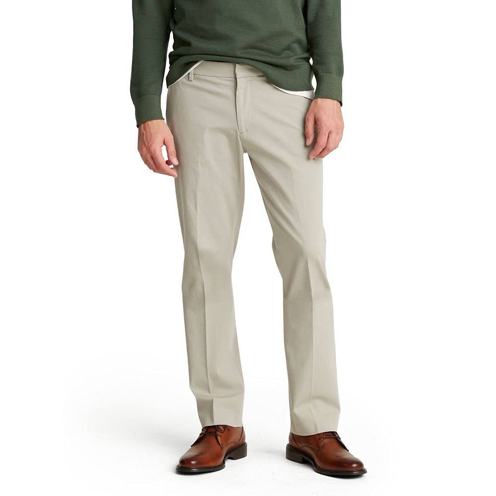 DOCKERS Men's Straight Fit City Trouser Smart 360 Tech Pants - Comfortable Office & Travel Pants for Business Casual Wear