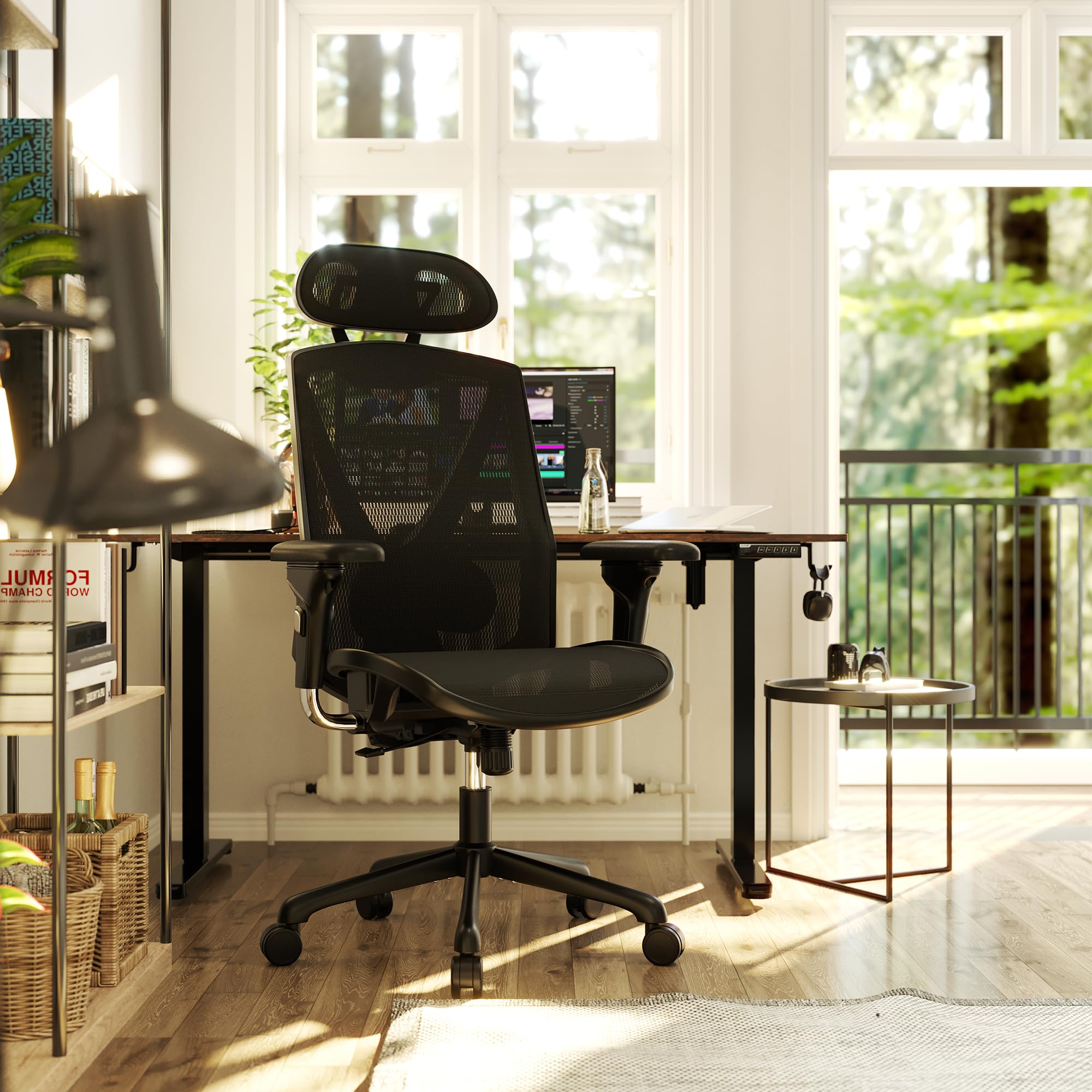 Ergonomic Office Chair - High Back Swivel Computer Gaming Desk Chair with Adjustable Armrests & Lumbar Support, Breathable Mesh Backrest, 3-Gear Tilt - Perfect for Home Office, Gaming Setup & Workspace Comfort