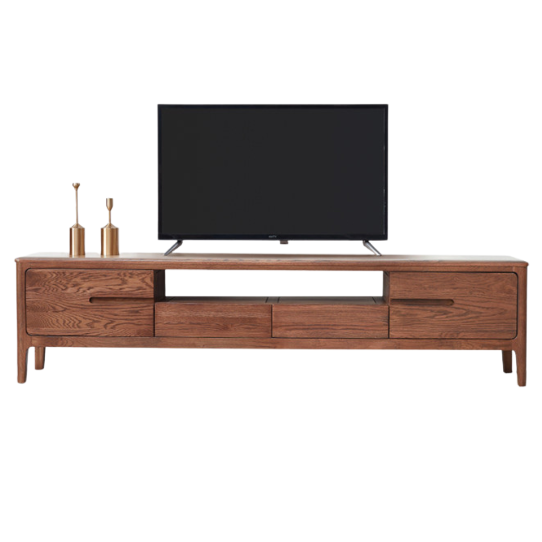 Solid Oak Wood TV Stand for Living Room - Modern Entertainment Center with Storage Shelves, Perfect for TVs up to 65 inches - Durable & Stylish Furniture for Home Theater Setup