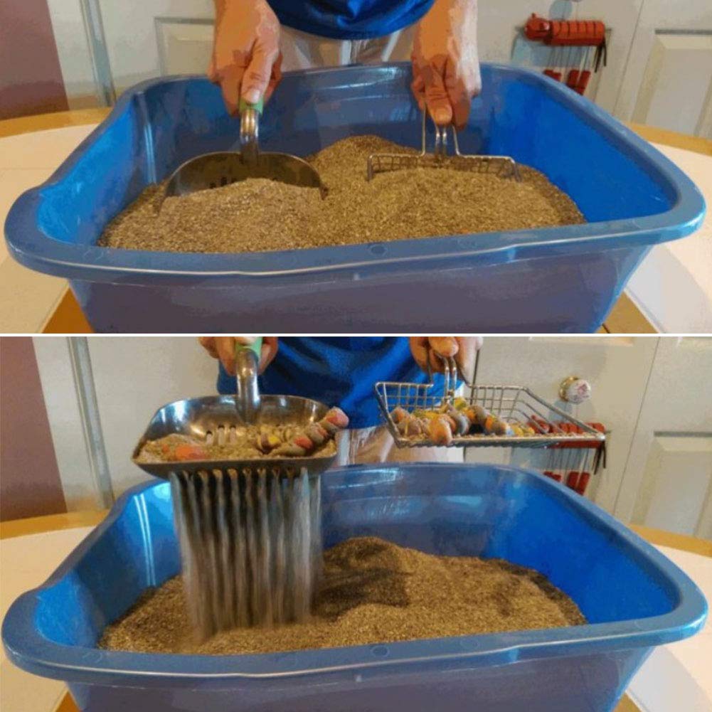 Durable Metal Cat Litter Scoop with Long Handle - Heavy Duty Pet Waste Scooper for Kitty & Dog Litter Box Cleaning | Perfect for Daily Pet Waste Removal & Litter Box Maintenance
