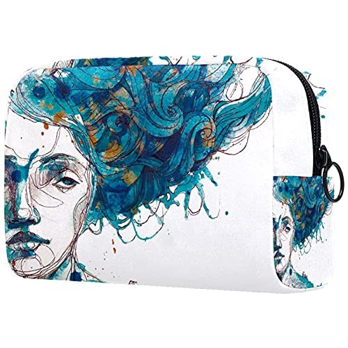 Waterproof Cosmetic Pouch & Toiletry Bag for Women - Travel Makeup Organizer with Abstract Watercolor Design - Perfect for Business Trips, Vacations and Daily Use