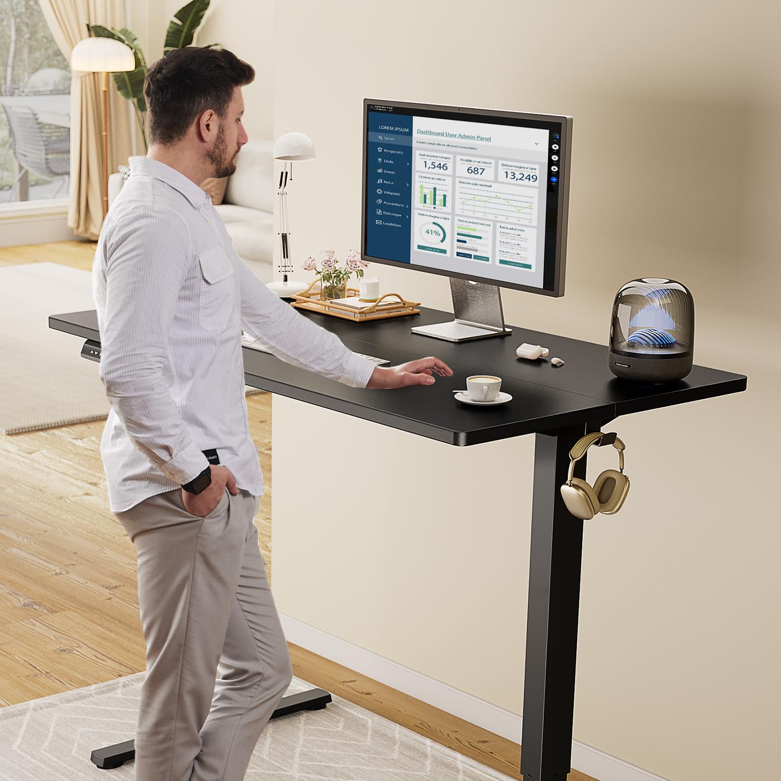 NEWBULIG Adjustable Height Standing Desk - Ergonomic Computer Workstation for Office, Gaming, Study & Meetings | Perfect for Home Office, Classroom & Conference Room