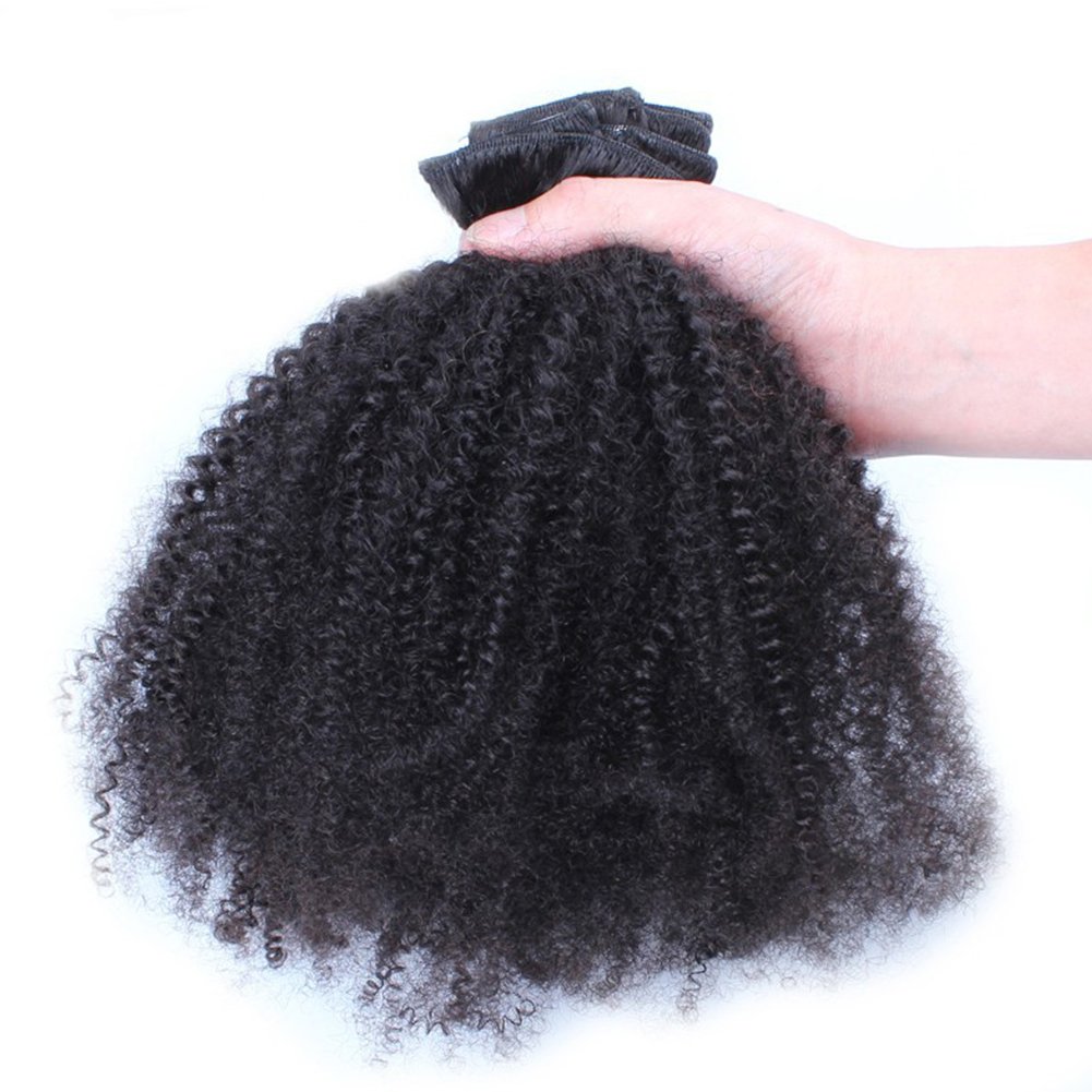 24 Inch Brazilian Virgin Human Hair Extensions - Afro Kinky Curly Clip-Ins (7pcs 120g) for 4B/4C Natural Hair | Perfect for Daily Styling, Protective Hairstyles & Volume Boost