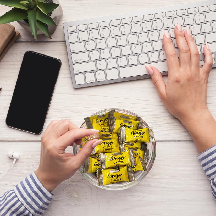 Bali's Best Ginger Chews - Zesty Lemon Flavor (2.2 LB Bulk Bag) | Sweet & Spicy Chewy Candies | Natural Ginger Candy for Digestion & Nausea Relief | Perfect for Office Snacks, Travel & Gift Baskets