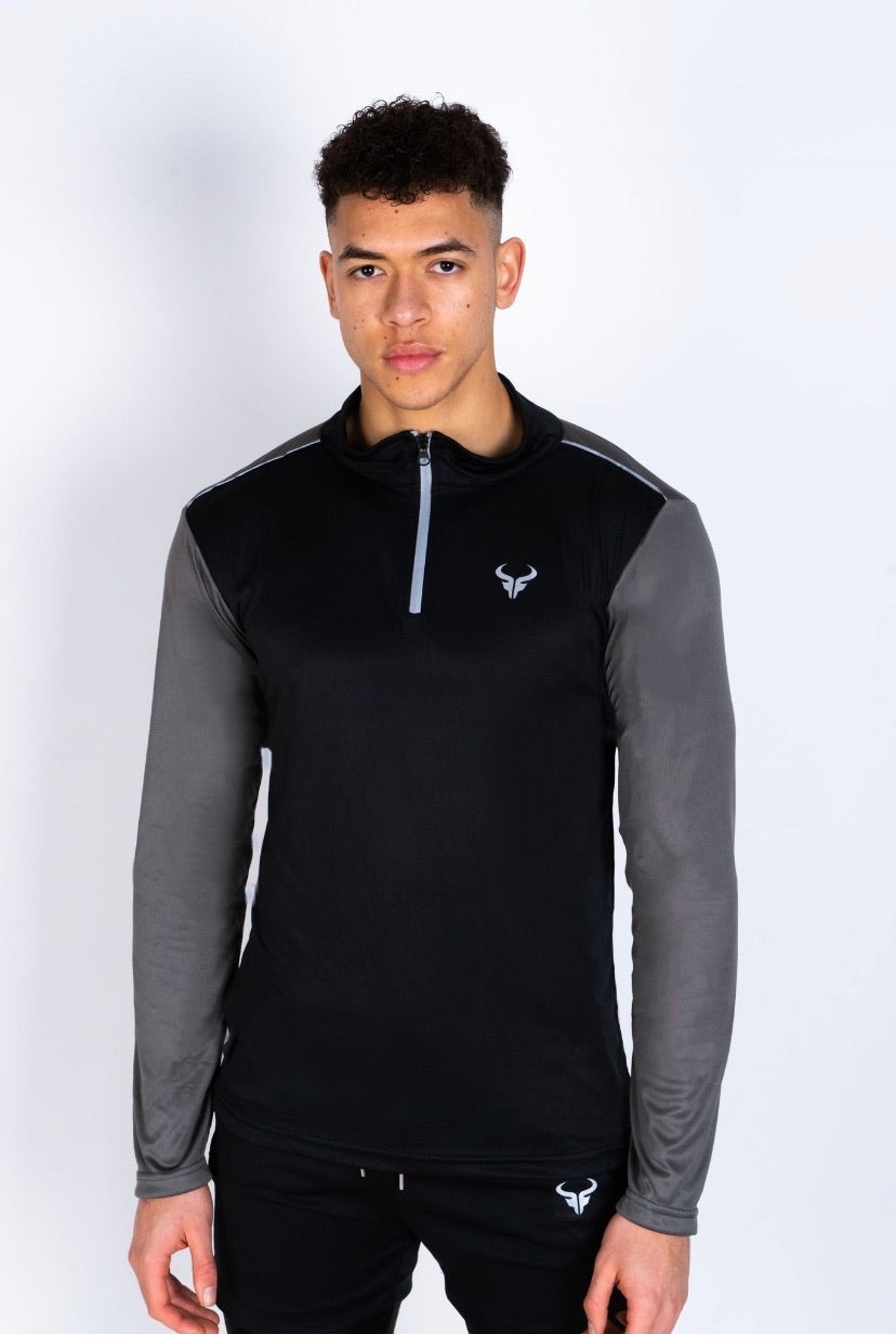 Cerus Black Flex 1/4 Zip Pullover - Lightweight Performance Quarter Zip Sweatshirt for Men | Gym, Running & Outdoor Activities