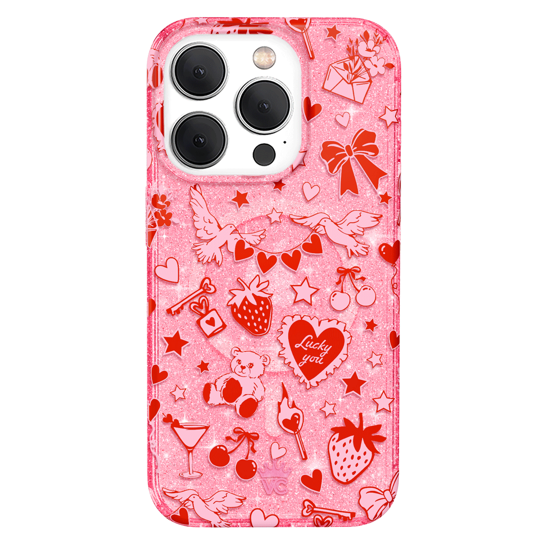 Be Mine Glitter iPhone Case - Sparkly Protective Cover for iPhone 13/14/15 - Perfect for Valentine's Day & Romantic Dates
