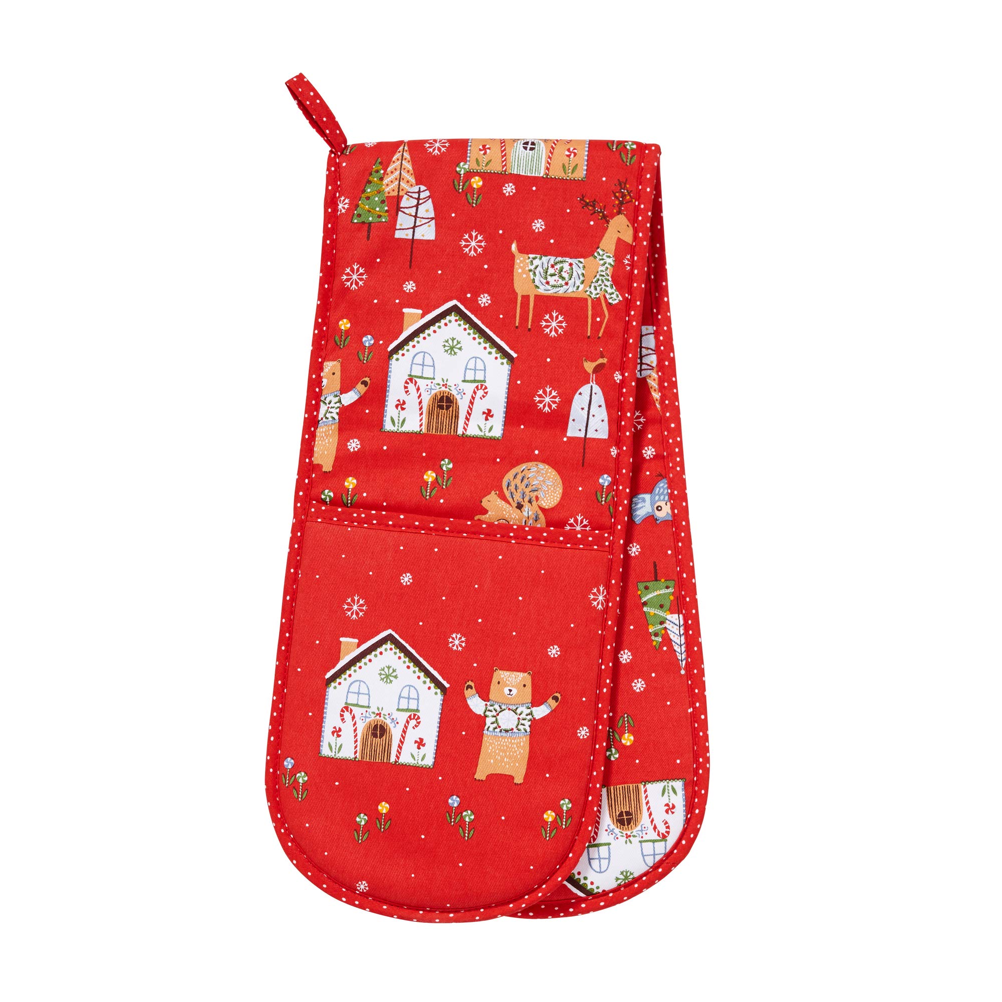 Ulster Weavers Festive Friends Double Oven Glove Set - Christmas Kitchen Mittens for Baking, Grilling & Cooking - Holiday Home Decor & Pot Holder Gift
