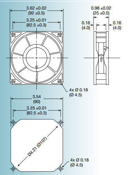 High Speed 24V DC Cooling Fan 92x92x25mm with Rotor Lock Alarm - E9225E24B2 FSR - Perfect for PC Cooling, Server Racks & Industrial Equipment