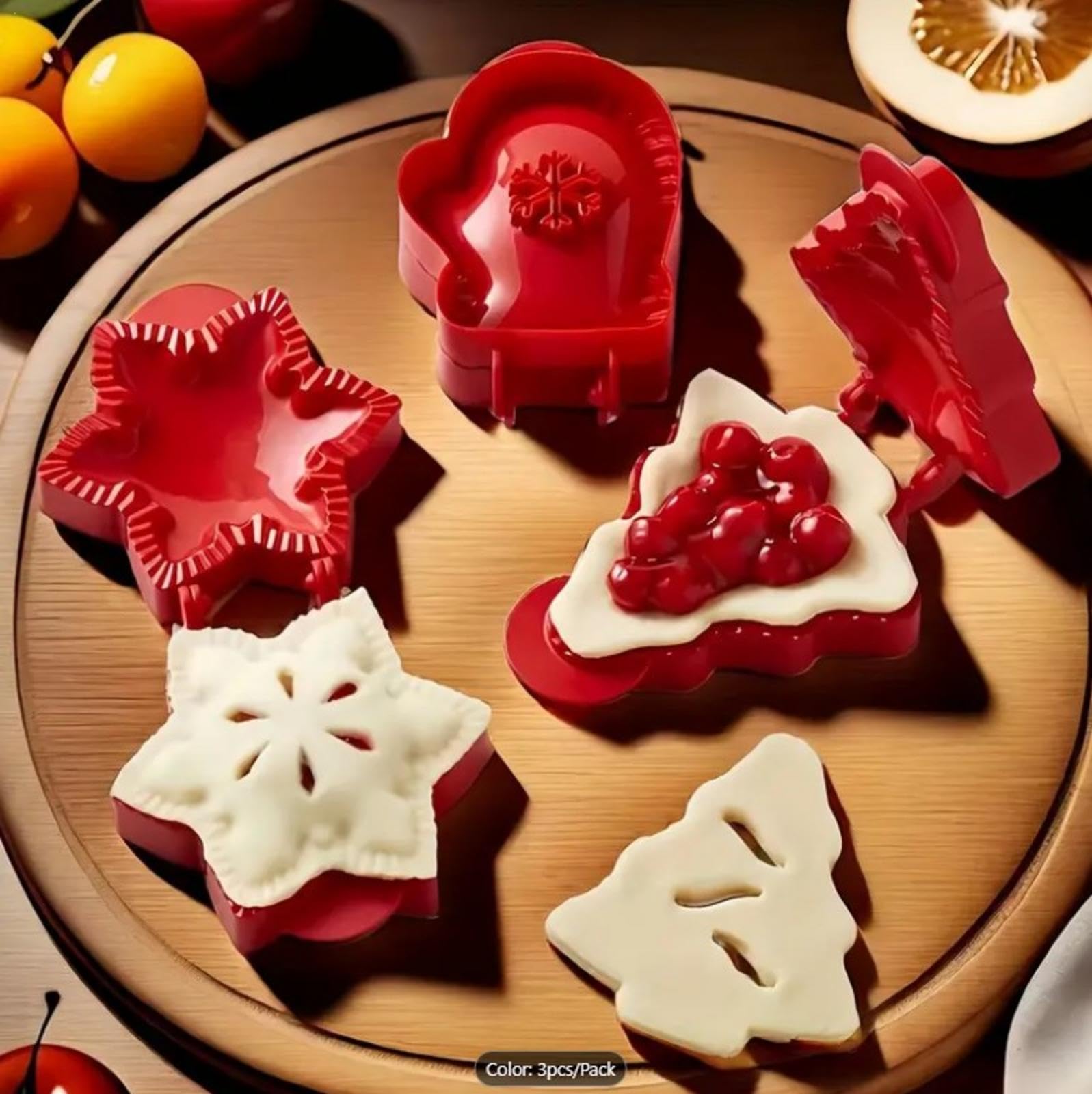 3Pcs Hand Pie Molds Set for Baking - Snowflake, Mitten & Christmas Tree Shaped Dough Press - Perfect for Fall, Halloween, Thanksgiving & Christmas Holiday Baking - Ideal for Making Homemade Pies, Pastries and Festive Desserts