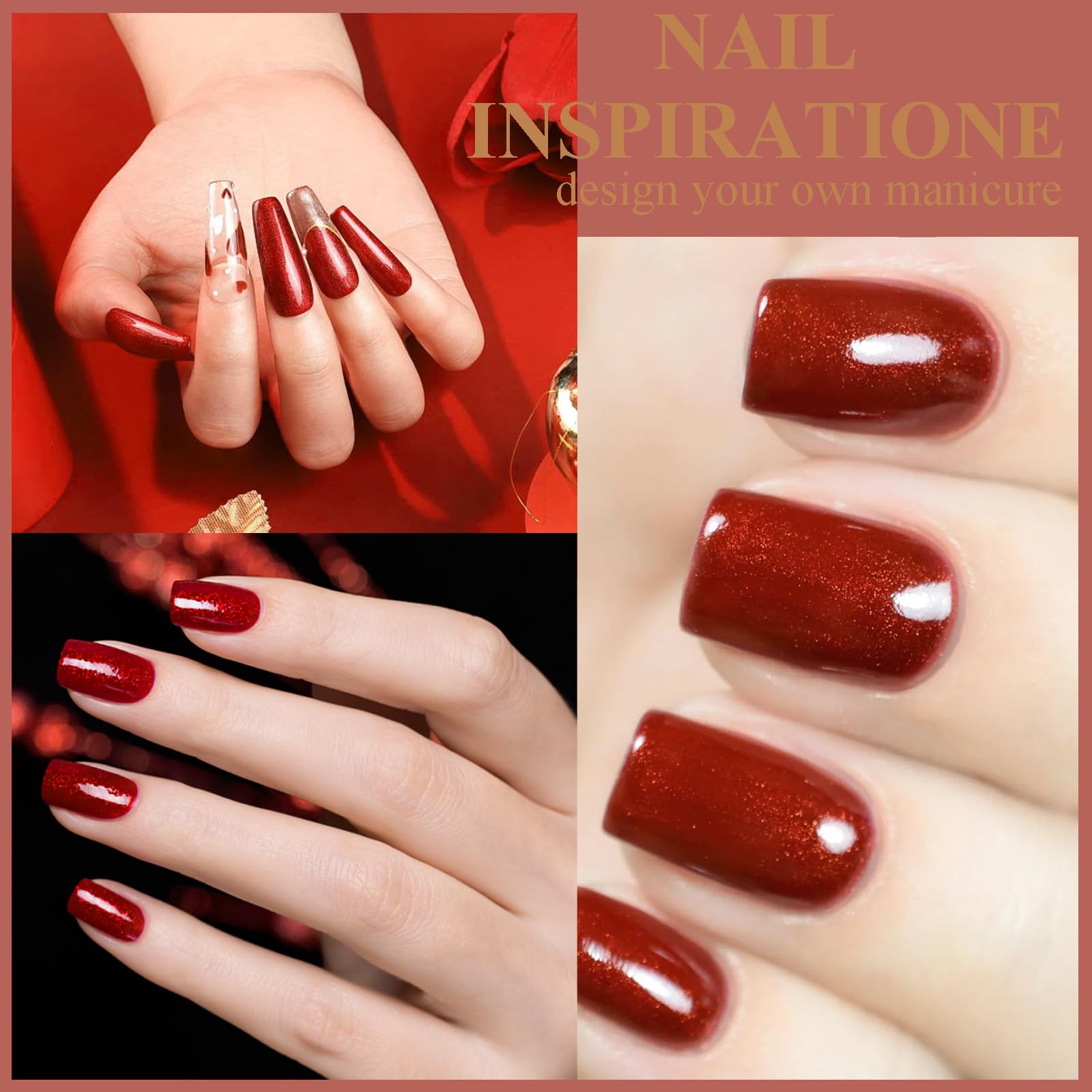 Red Glitter Nail Polish - Quick Dry Ruby Radiance Shimmer Nail Lacquer - Sparkling Air Dry Nail Varnish for DIY Manicure & Nail Art | Perfect for Parties, Date Nights & Special Occasions