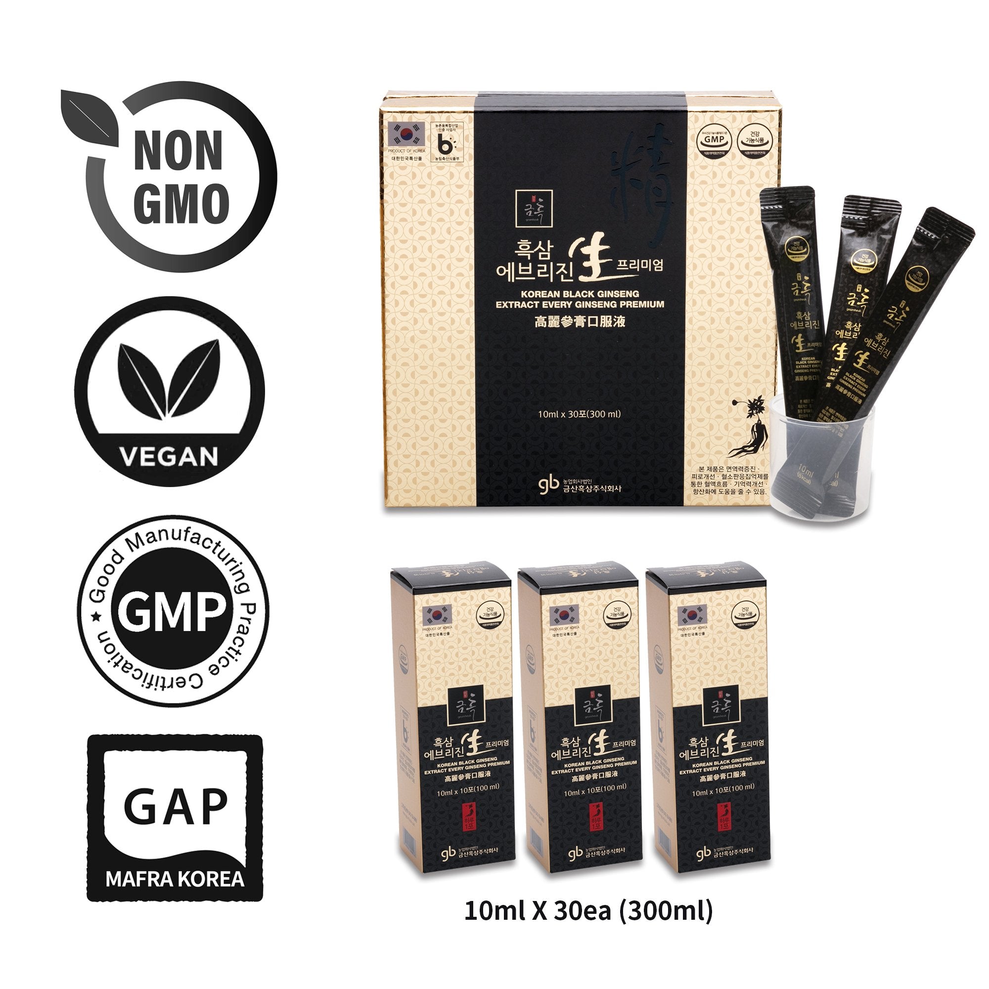 Premium Korean Black Ginseng Extract 3000mg per Serving - EveryGin for Energy, Immunity & Stress Relief - Ideal for Daily Wellness & Active Lifestyles