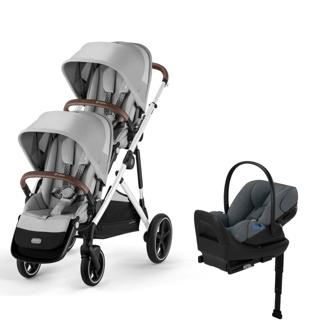Cybex Gazelle S 2 Double Stroller & Cloud G Lux Travel System - Lightweight Compact Baby Stroller for Twins with Adjustable Seat - Perfect for City Walks, Shopping & Travel