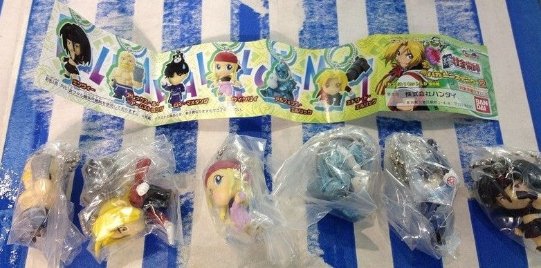 Bandai Fullmetal Alchemist Gashapon Part 2 - 6-Piece Mascot Strap Swing Figure Set - Anime Collectibles for Keychains, Bags & Cosplay Accessories