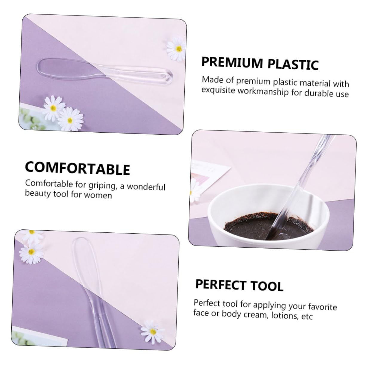 Minkissy 4pcs Makeup Spatulas - Cosmetic Mask Mixing Spoons for Easy Application | DIY Beauty & Sampling