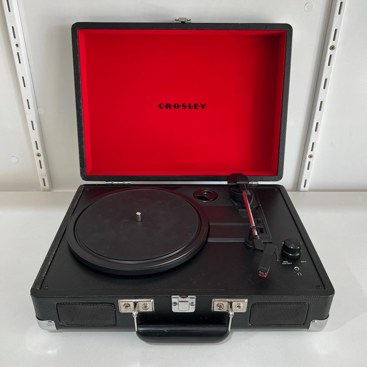 Crosley Cruiser Black Bluetooth Portable Turntable - Vintage Vinyl Record Player with Built-in Speakers, Wireless Streaming | Perfect for Home, Office & Retro Music Lovers