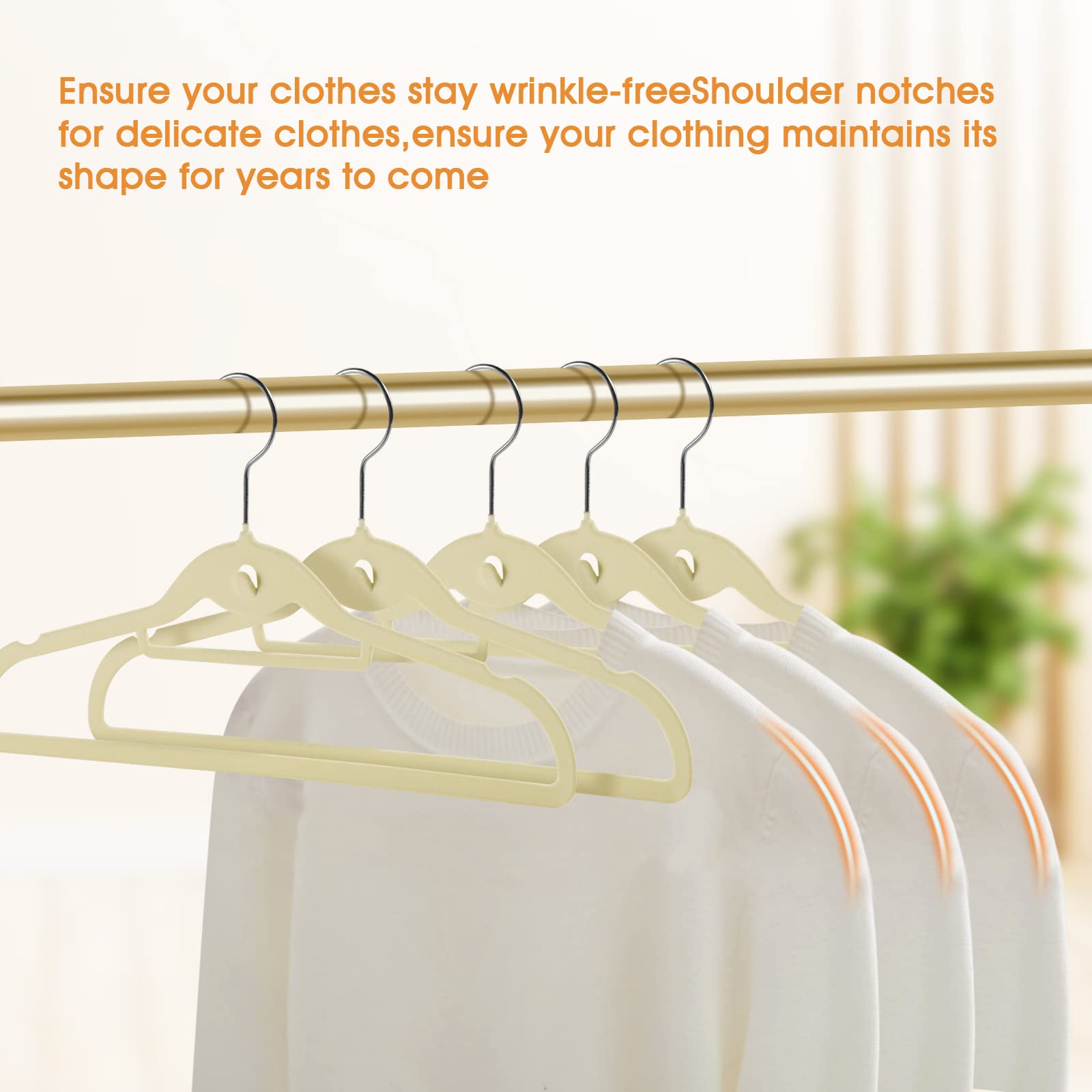 Velvet Clothing Hangers - Slim Stackable Non-Slip Beige Suit Hangers with 360° Swivel Hook | Heavy Duty Space Saving Closet Organizers for Adults (Pack of 20) | Perfect for Wardrobe Organization & Closet Storage Solutions