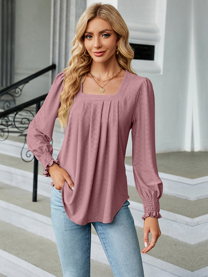 Square Neck Puff Sleeve Blouse for Women - Elegant Vintage Style Tops - Perfect for Office, Date Night & Special Occasions