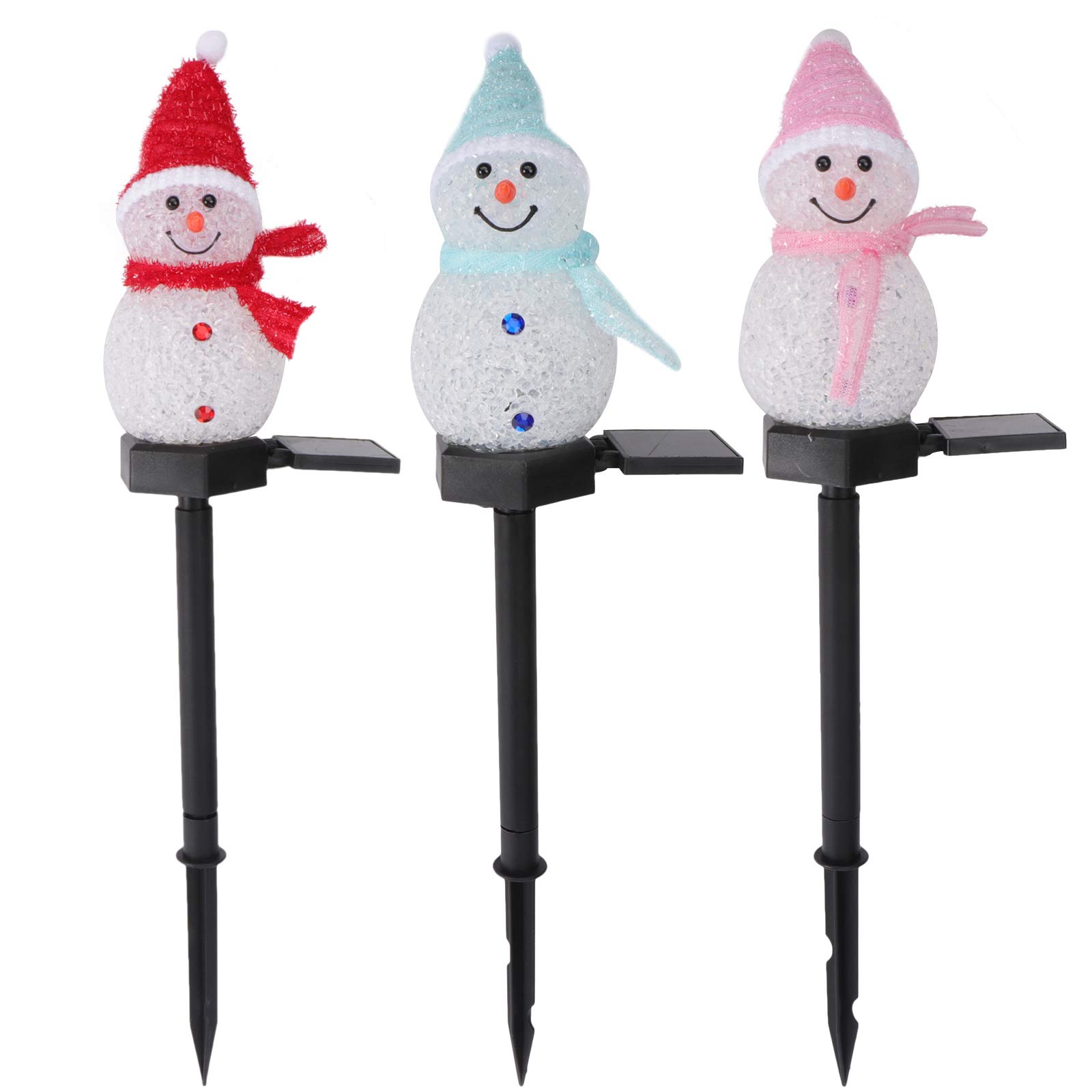 3pcs Christmas Lawn Lights - Snowman Garden Stake Lights with Resin Base for Outdoor Holiday Decor, Perfect for Yard, Pathway, and Landscape Lighting During Christmas Season