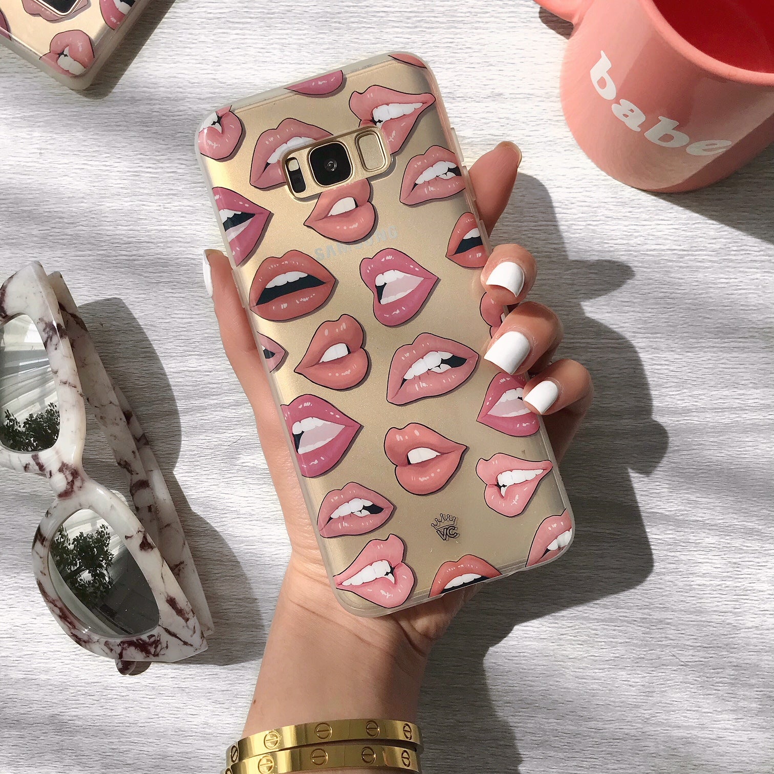 Samsung Galaxy Clear Phone Case - Slim Protective Cover for Nude Lips Design - Perfect for Everyday Use, Work & Travel