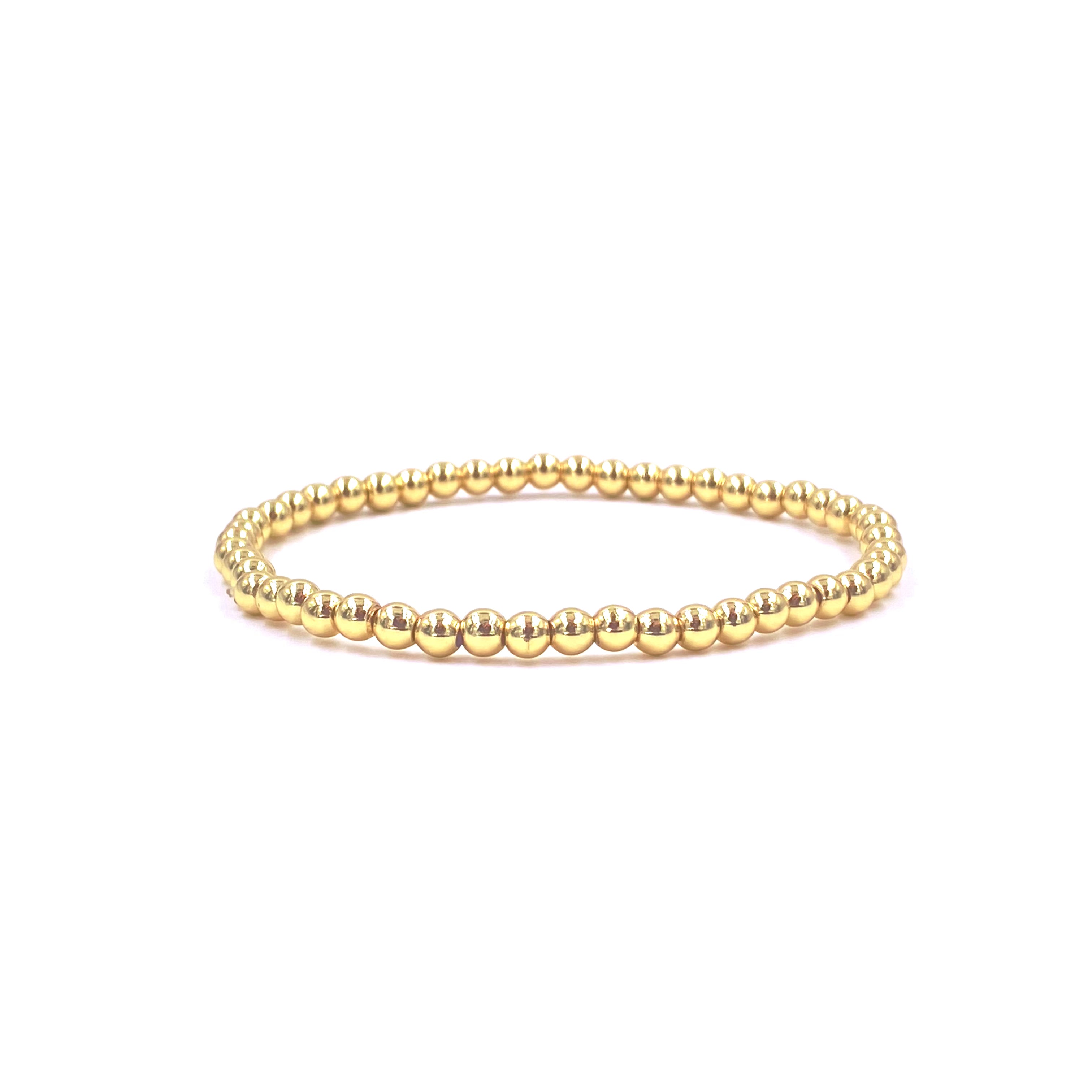 Ashley Gold Stainless Steel Gold Plated Ball Beaded Stretch Bracelet for Women - Elegant Adjustable Jewelry for Parties, Weddings & Everyday Wear