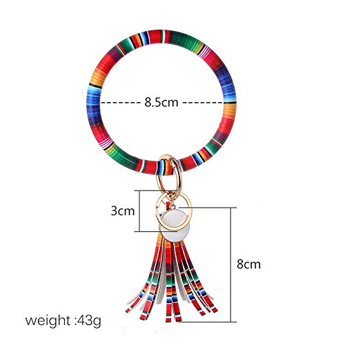 Stylish PU Leather Wristlet Keychain Bracelet with Tassel - Round Ring Key Holder for Women & Girls - Multicolor Fashion Accessory - Perfect for Everyday Use, Gifts & Travel Essentials