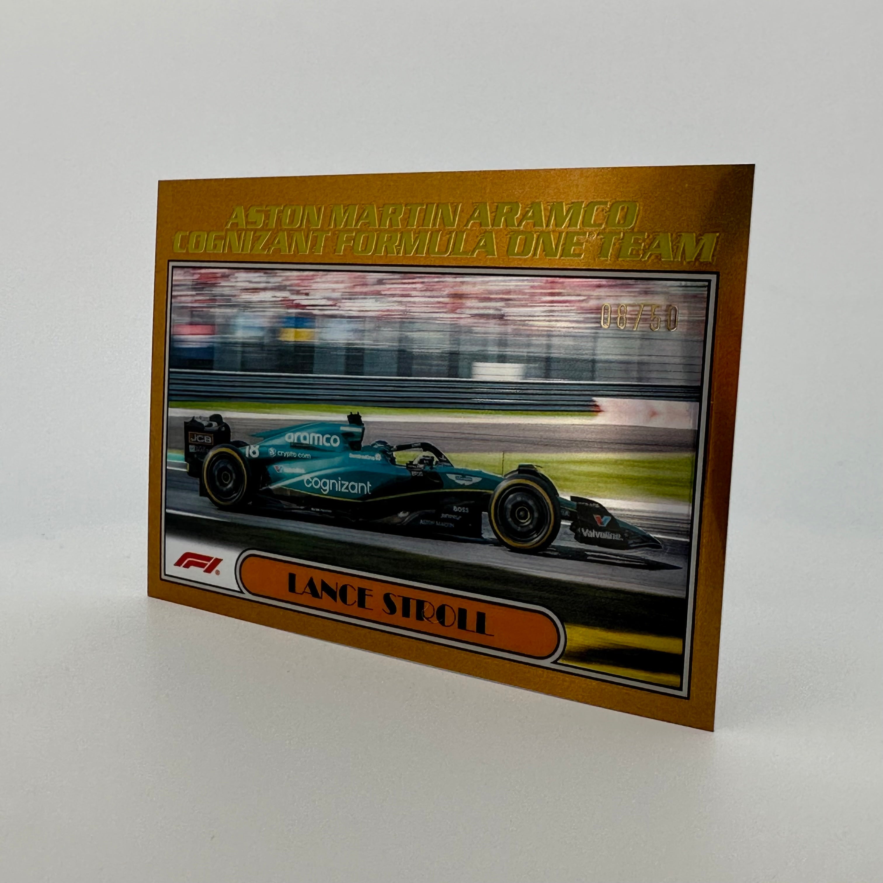 2023 Topps Chrome Formula 1 Lance Stroll #AU77 Gold Refractor 8/50 - F1 Racing Collectible Card for Fans & Sports Memorabilia Enthusiasts