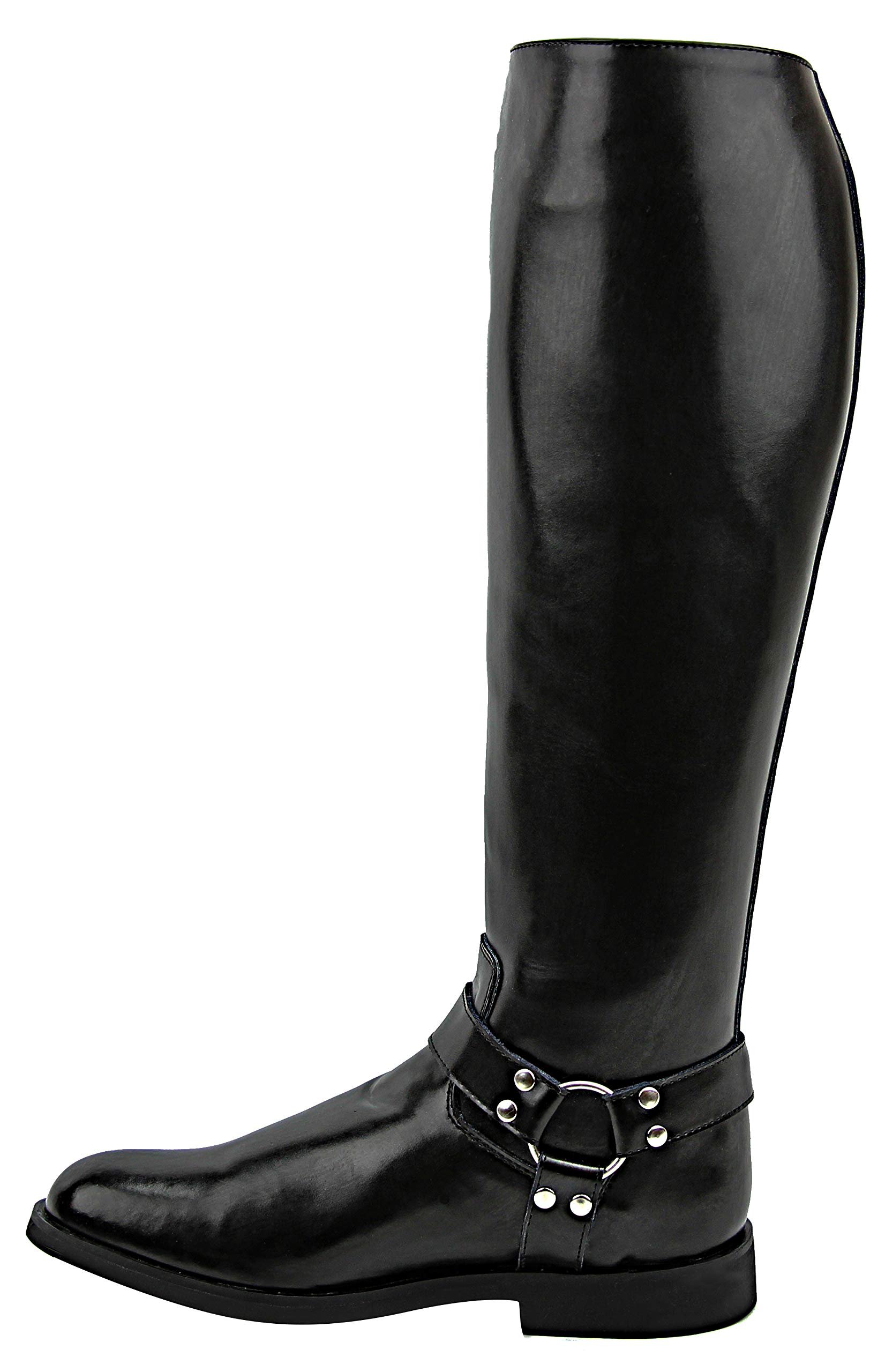 Men's Casper Leather Motorcycle Riding Boots - Black Police Style Tall Boots for Harley, Cruiser & Adventure Bikes - Durable & Stylish for Long Rides & Urban Commuting